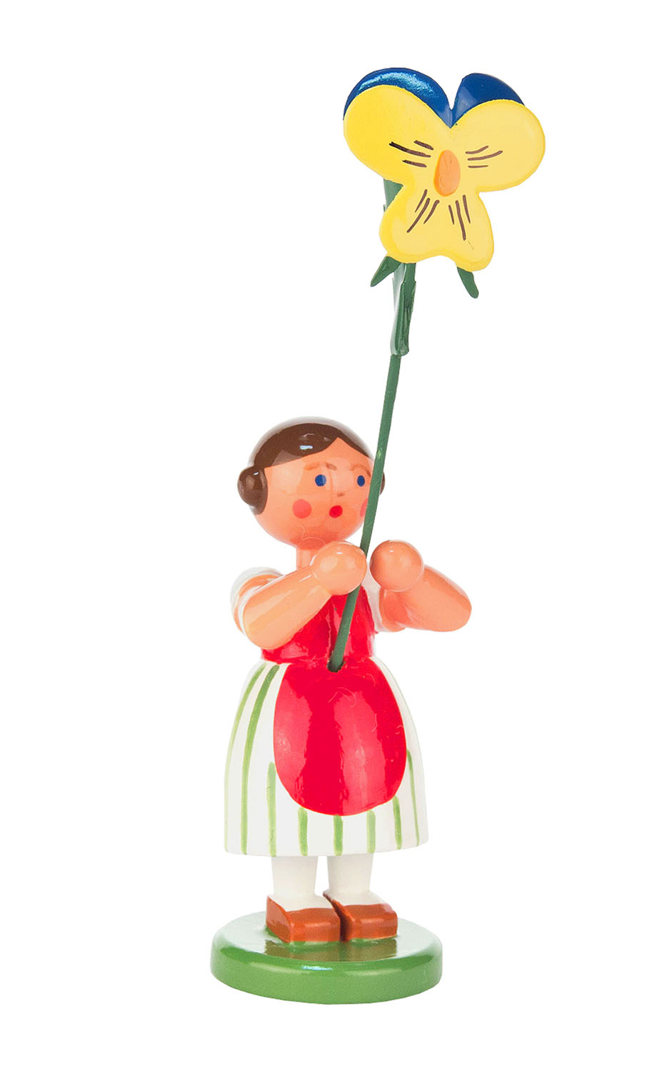 Dregeno Easter Figurine - Red Flower Girl - 4.5"H x 1.25"W x 1.25"D