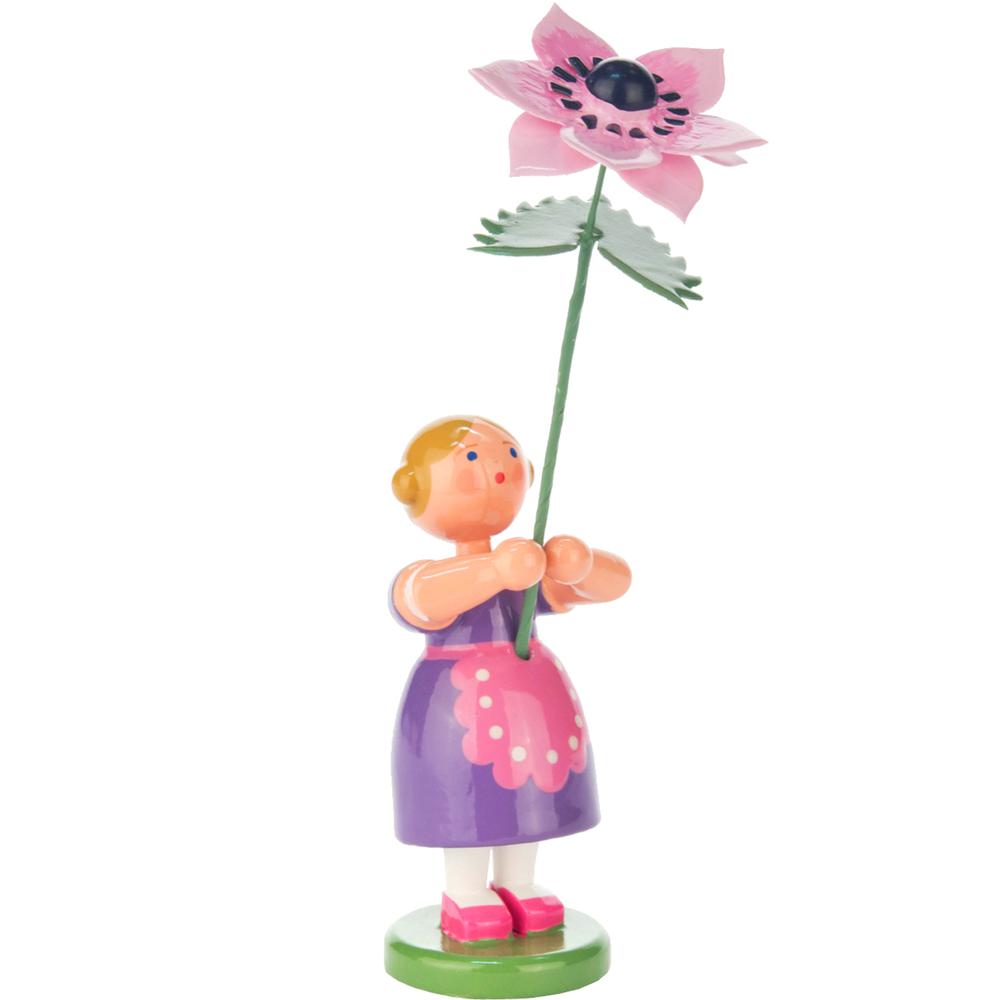 Dregeno Easter Figurine - Violet Flower Girl - 4.5"H x 1.25"W x 1.25"D