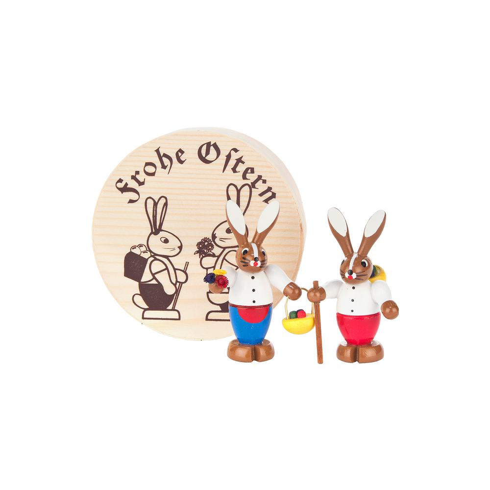 Dregeno Easter Ornament - Chip Box Rabbit Couple - 3.25"H x 3.25"W x 1.75"D