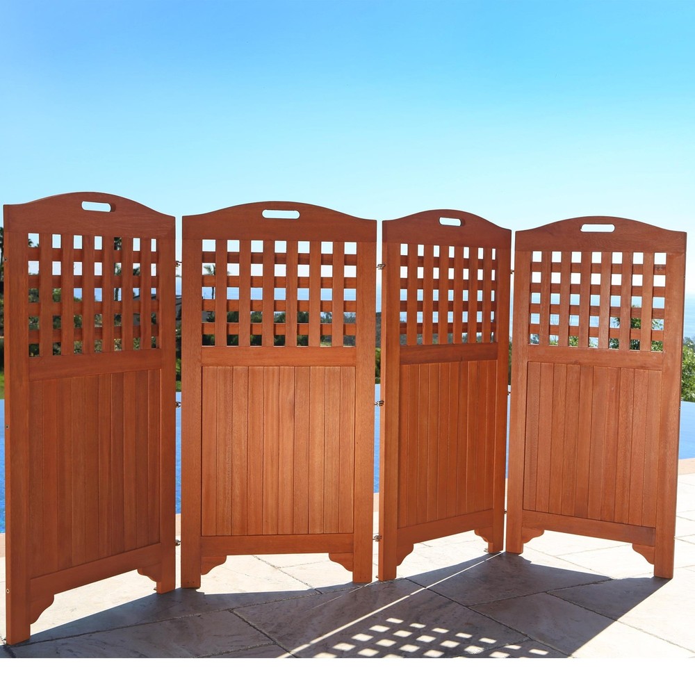 Malibu Outdoor Wood Privacy Screen with 4 Panels - 46"