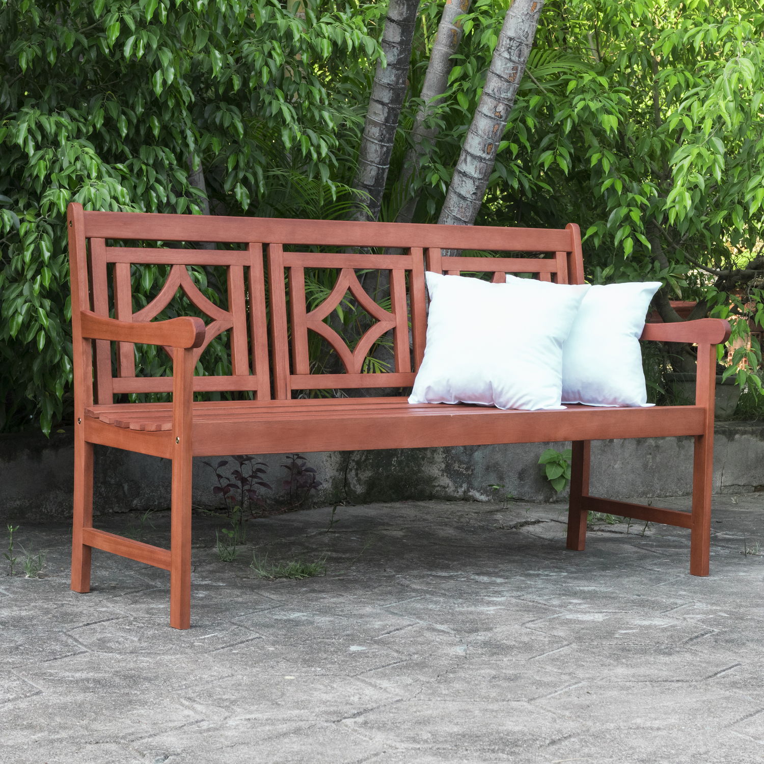 Malibu Outdoor Patio Diamond 5-foot Eucalyptus Hardwood Bench