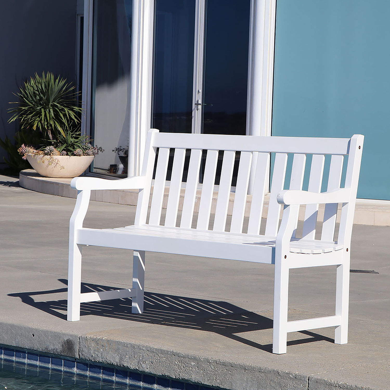 Bradley Outdoor Patio 4-foot Wood Garden Bench in White