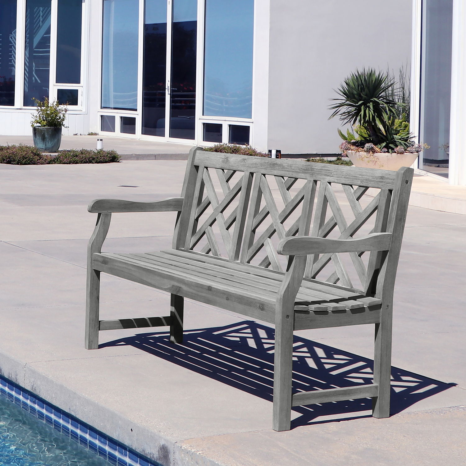 Renaissance Outdoor Patio 5-foot Hand-scraped Wood Garden Bench