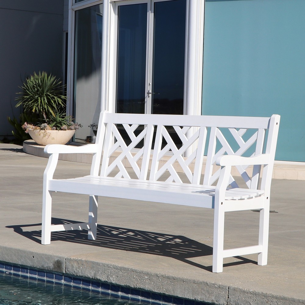 Bradley Outdoor Patio 5-foot Wood Garden Bench in White