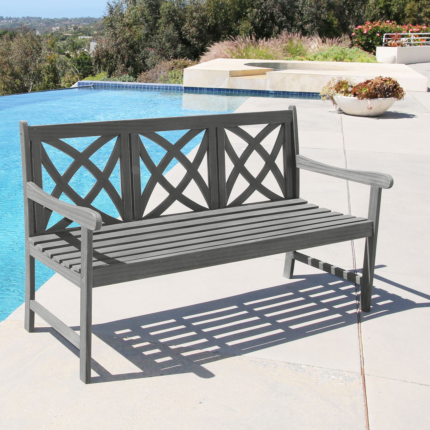 Renaissance Outdoor Patio 5-foot Hand-scraped Wood Garden Bench