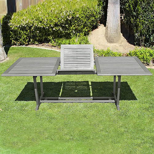 Renaissance Outdoor Patio Hand-scraped Wood Rectangular Extension Table with Foldable Butterfly