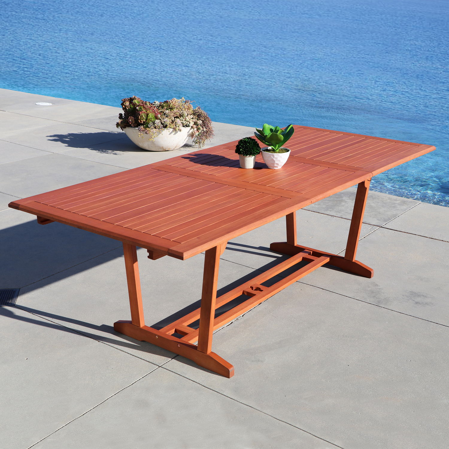 Malibu Outdoor 3-piece Wood Patio Extendable Table Dining Set