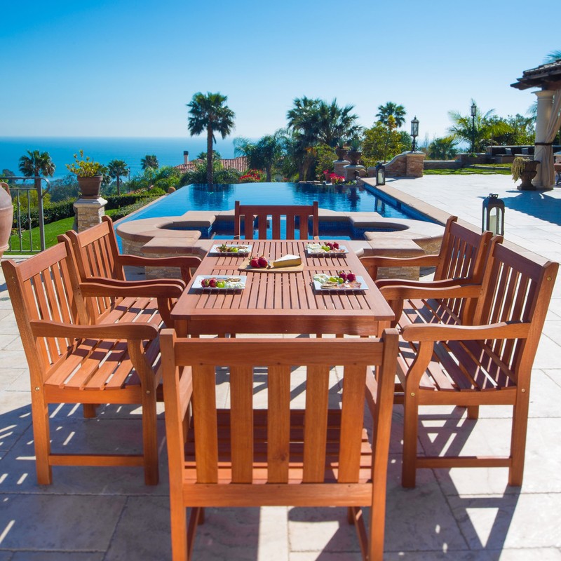 Malibu Outdoor 7-piece Wood Patio Dining Set