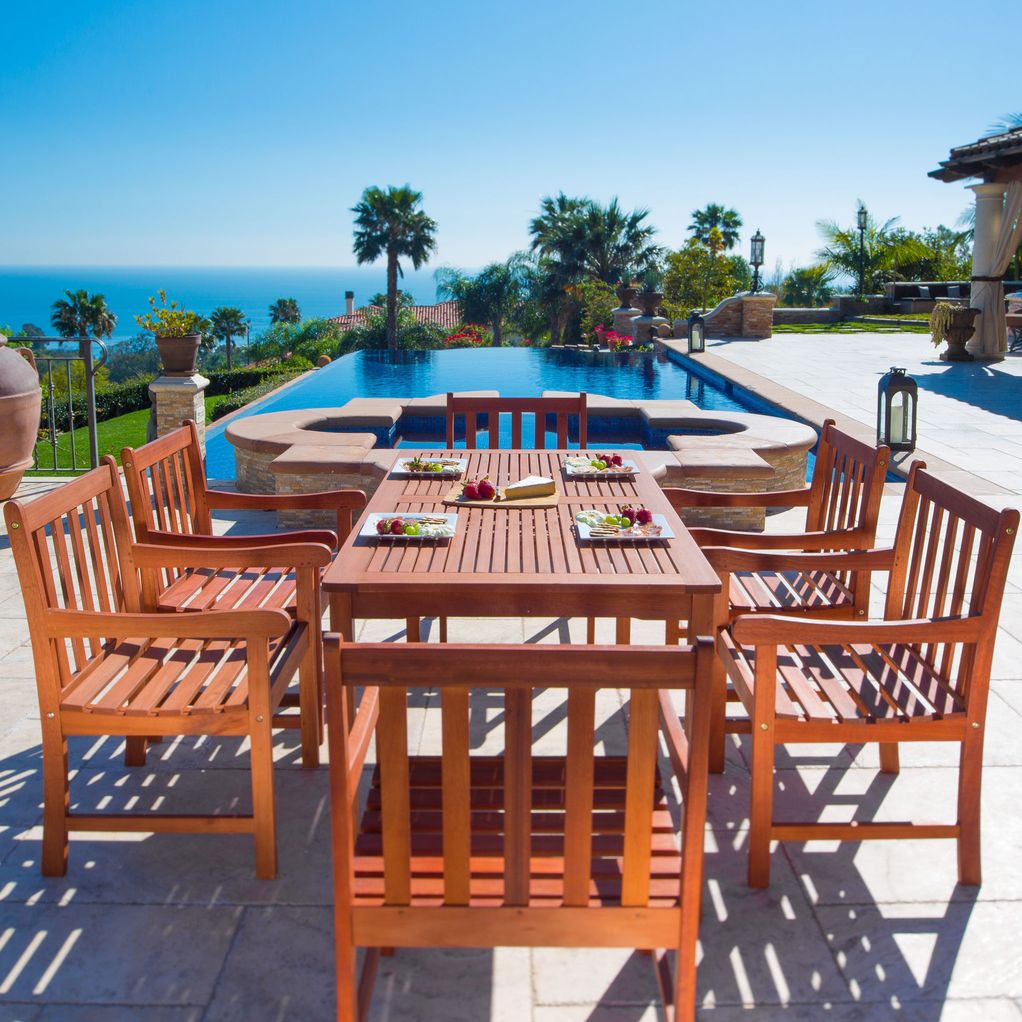 Malibu Outdoor 7-piece Wood Patio Dining Set