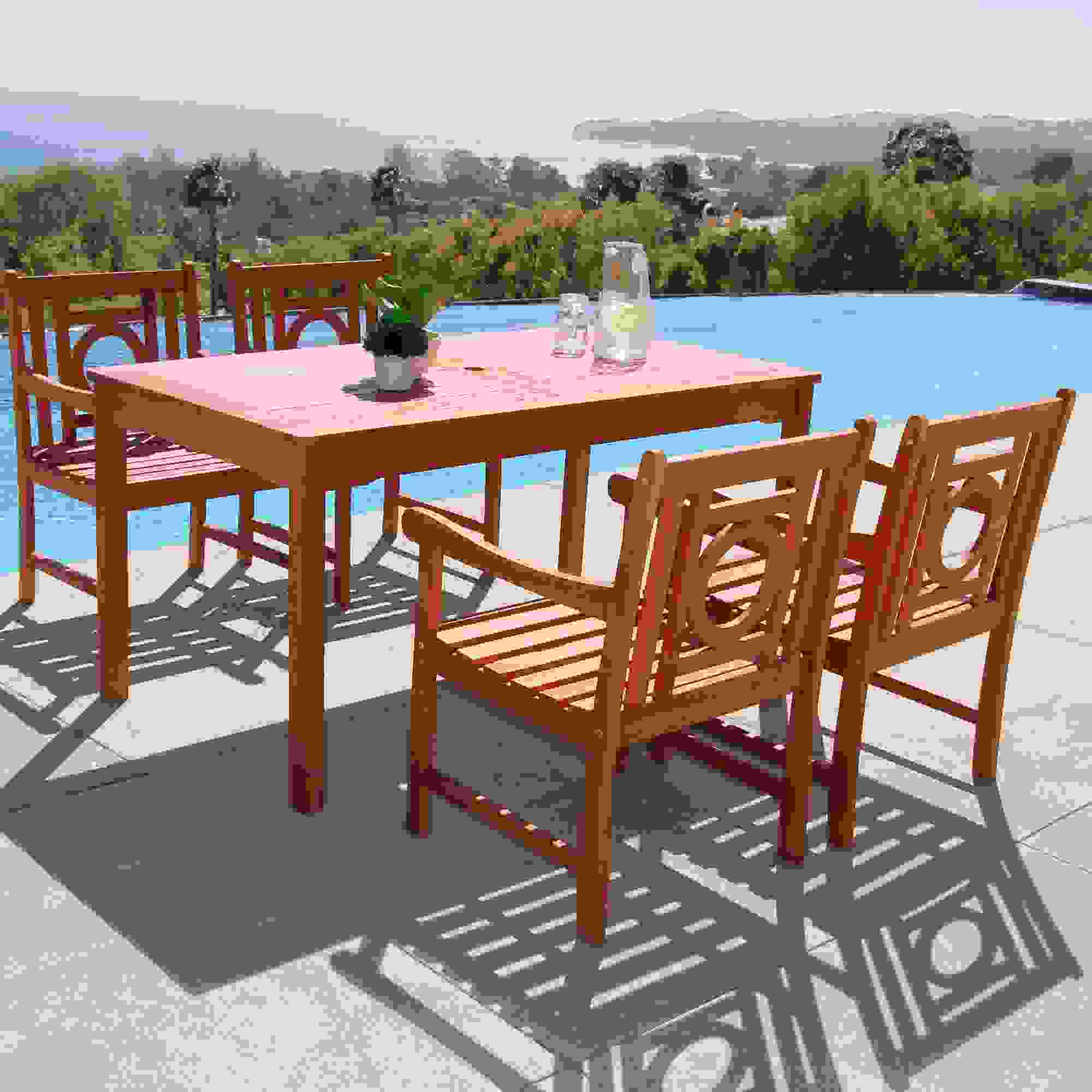 Malibu Outdoor 5-piece Wood Patio Dining Set