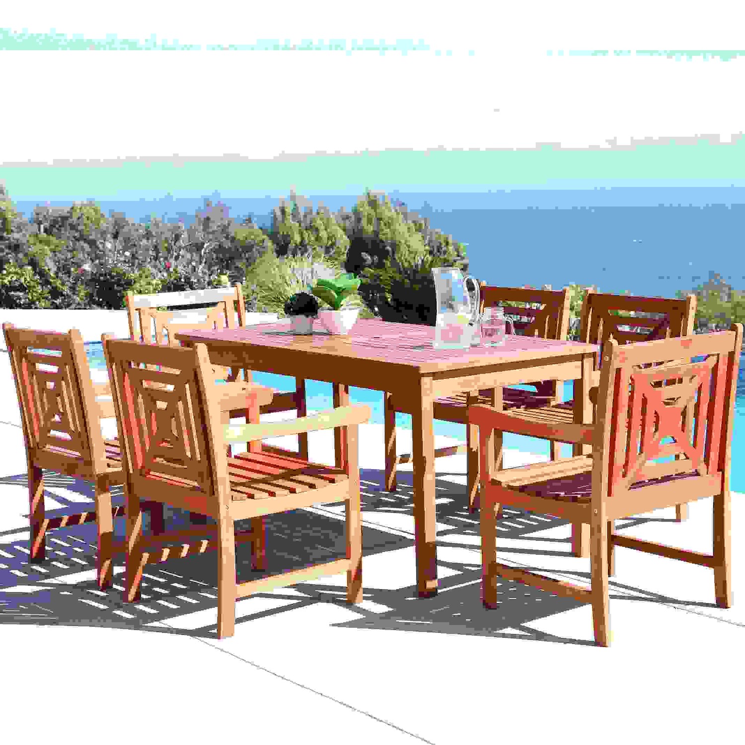 Malibu Outdoor 7-piece Wood Patio Dining Set