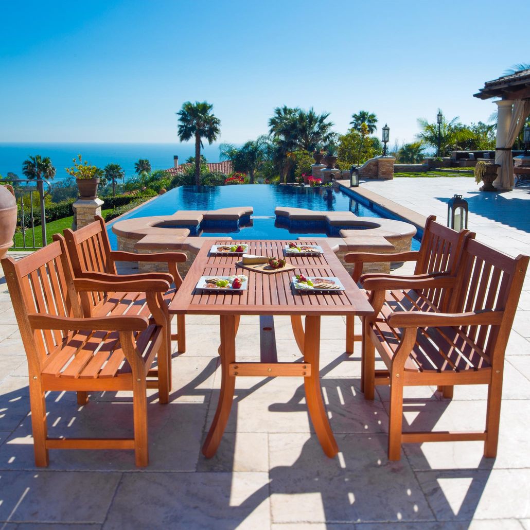 Malibu Outdoor 5-piece Wood Patio Dining Set