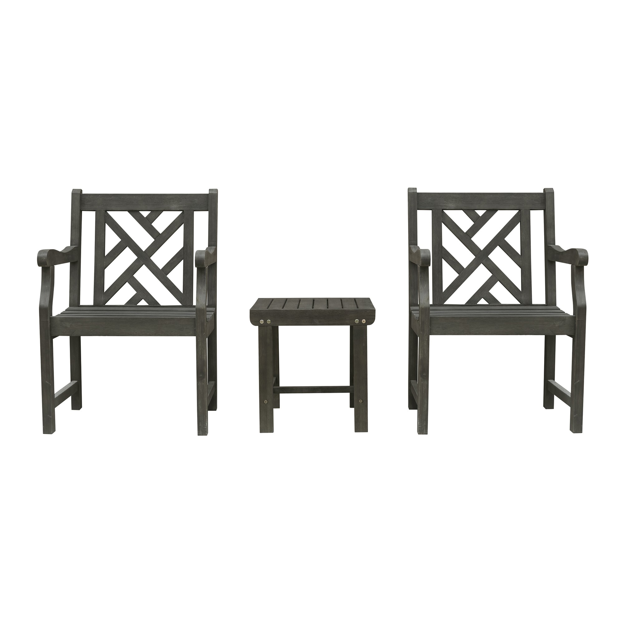 Renaissance Outdoor Patio Wood 3-Piece Conversation Set