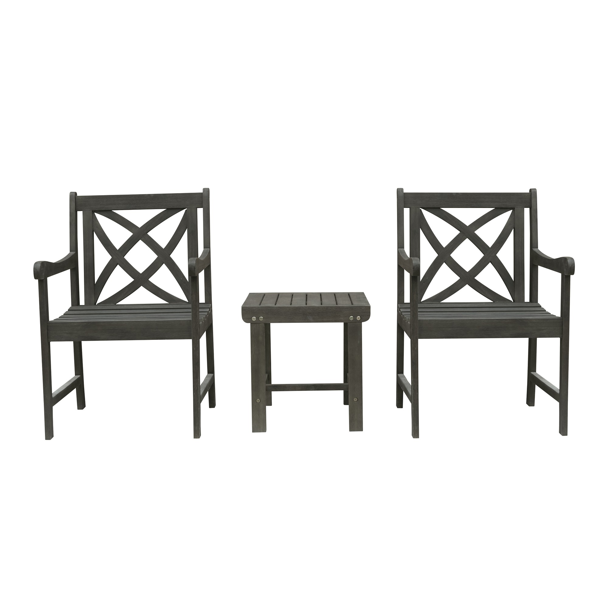 Renaissance Outdoor Patio Wood 3-Piece Conversation Set