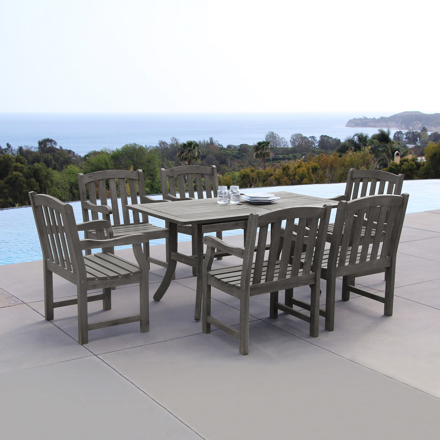 Renaissance Outdoor 7-piece Hand-scraped Wood Patio Dining Set