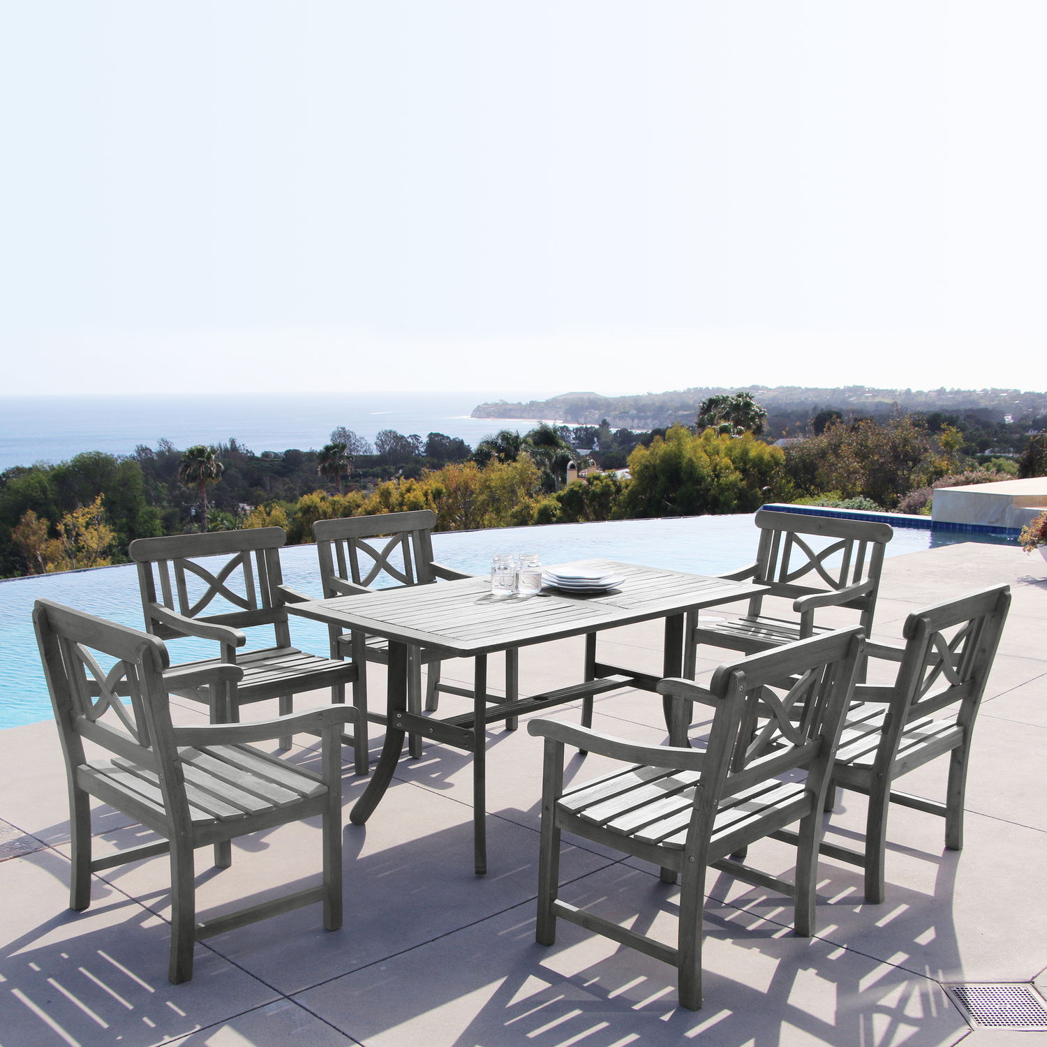 Renaissance Outdoor 7-piece Hand-scraped Wood Patio Dining Set