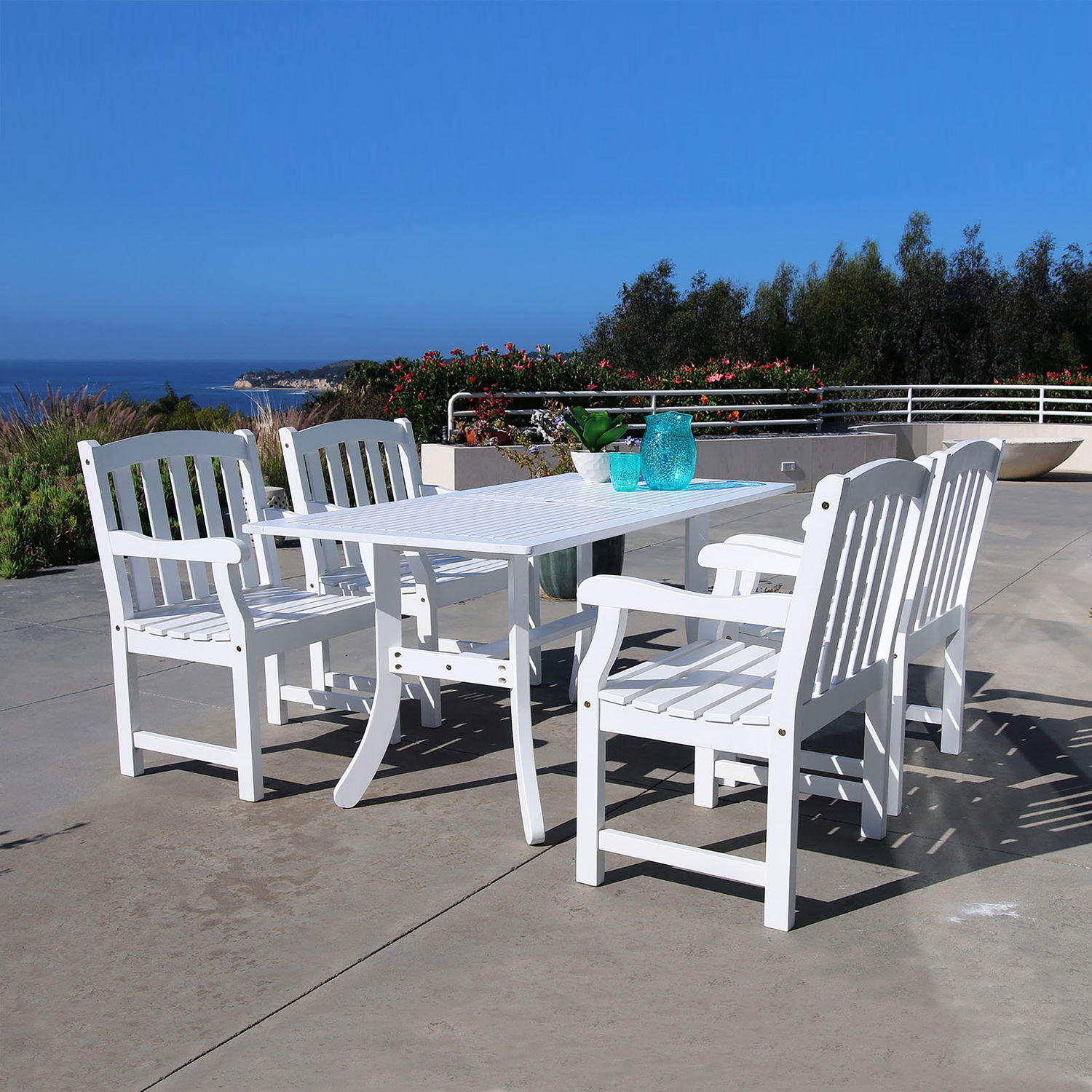 Bradley Outdoor 5-piece Wood Patio Dining Set in White