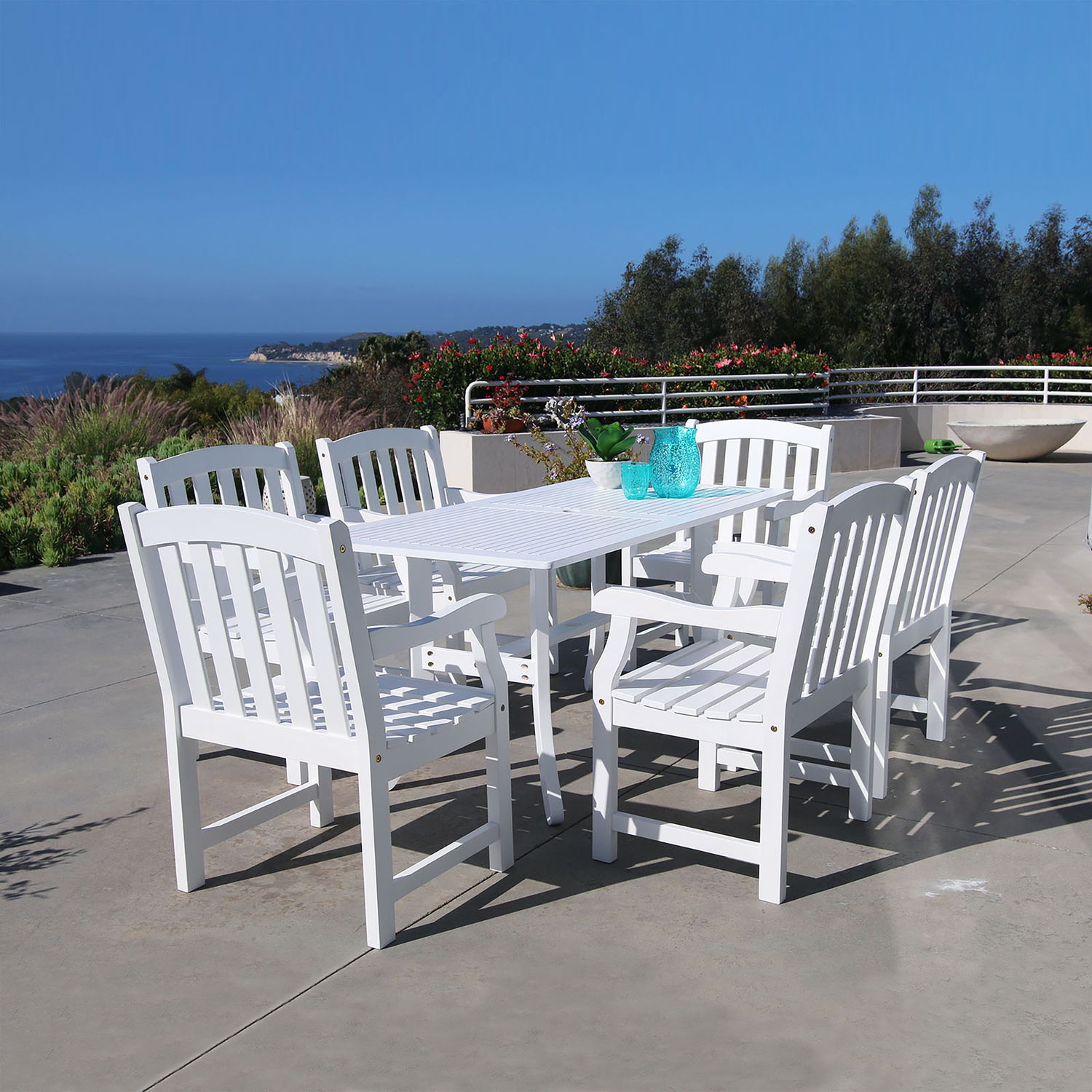 Bradley Outdoor 7-piece Wood Patio Dining Set in White