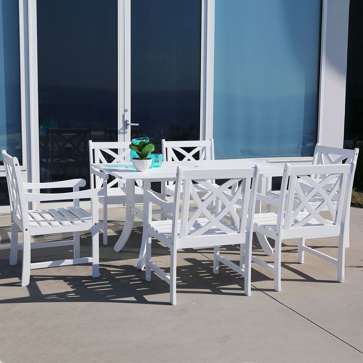 Bradley Outdoor 7-piece Wood Patio Dining Set in White