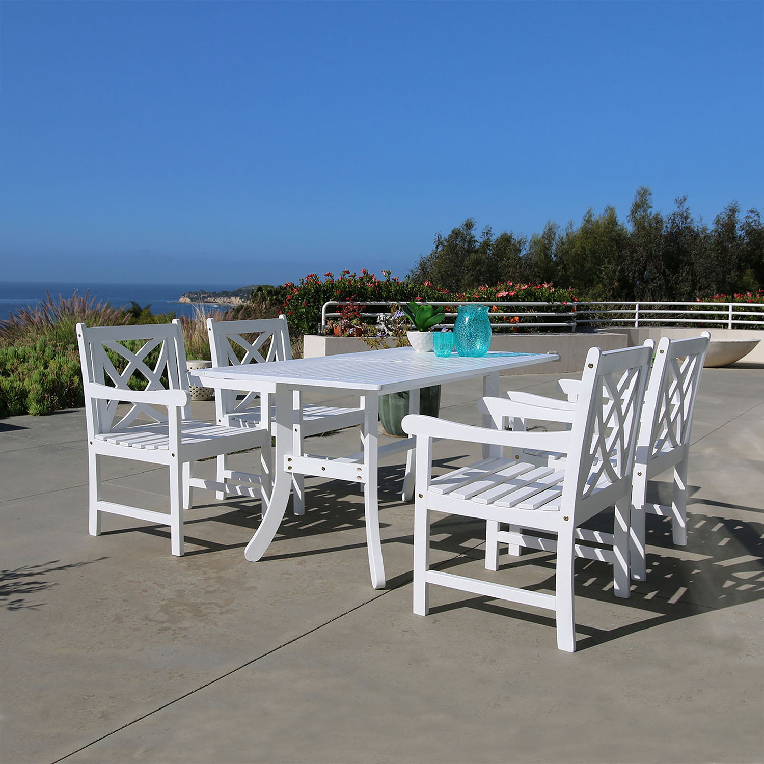 Bradley Outdoor 5-piece Wood Patio Dining Set in White