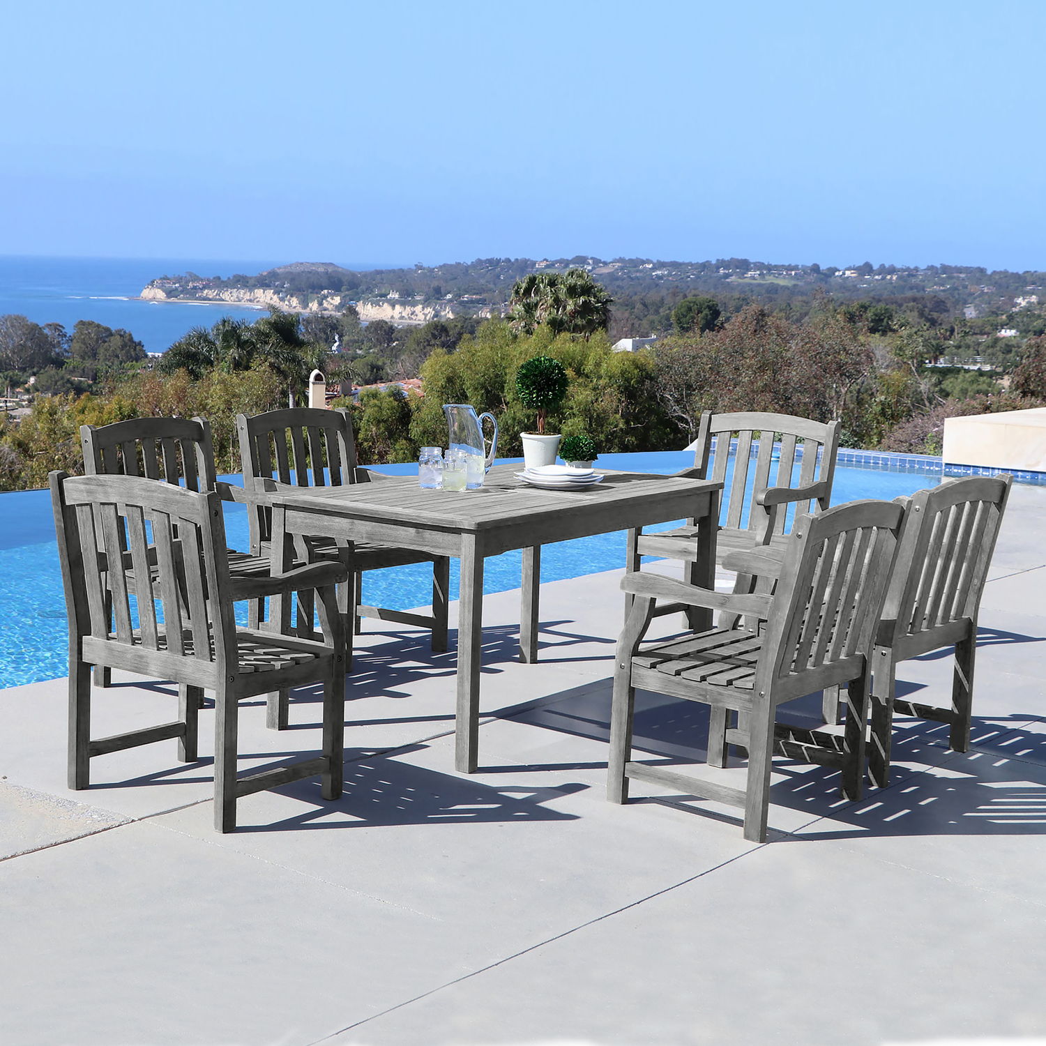 Renaissance Outdoor 7-piece Hand-scraped Wood Patio Dining Set