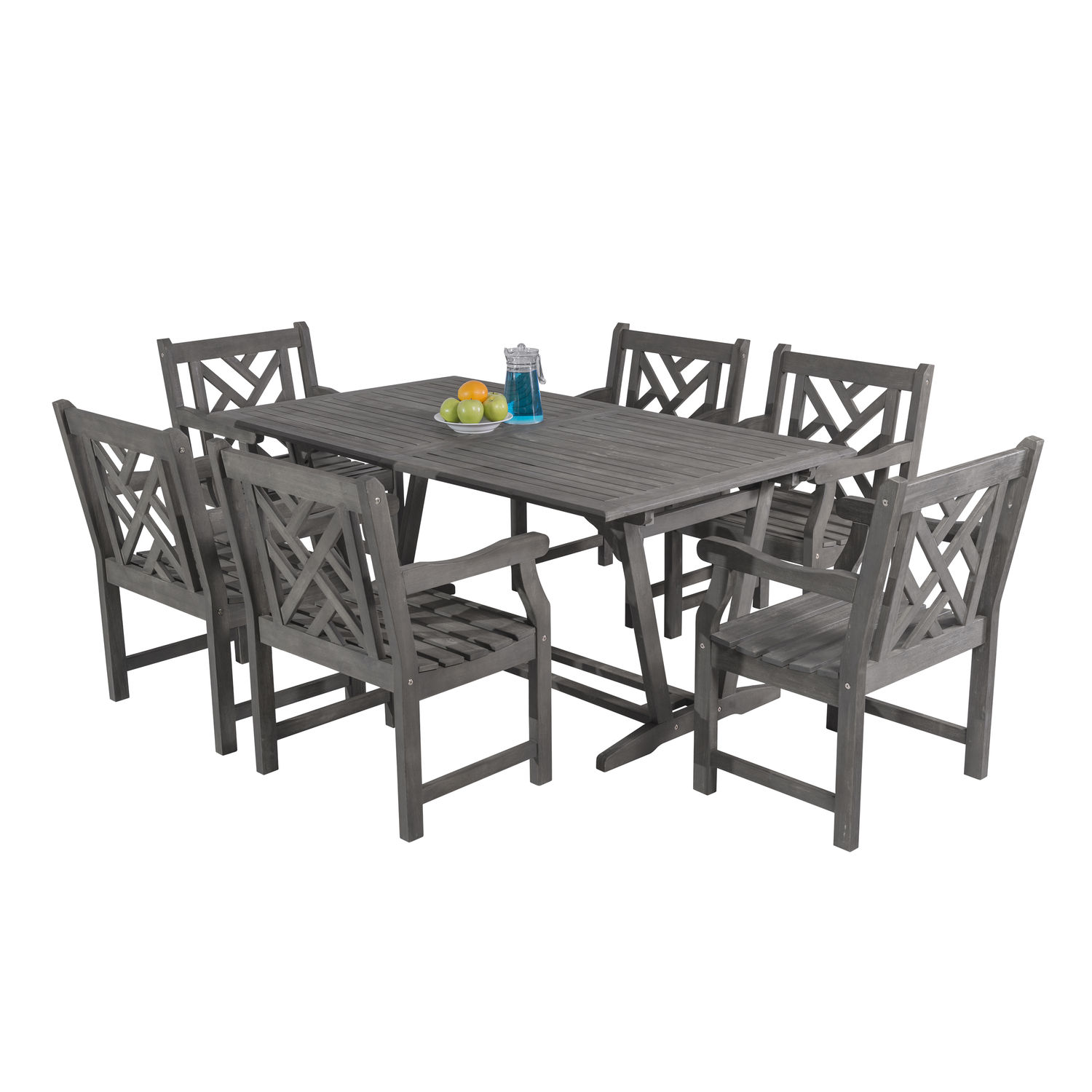 Renaissance Outdoor 7-piece Hand-scraped Wood Patio Dining Set with Extension Table