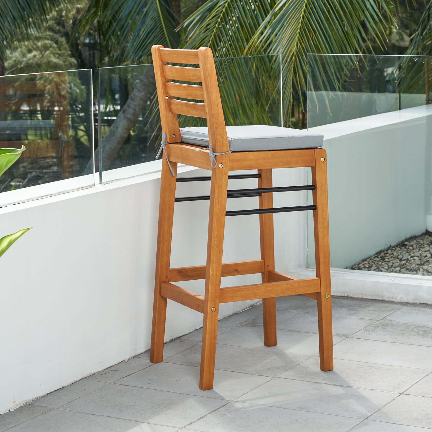 Gloucester Contemporary Patio Wood Bar Chair