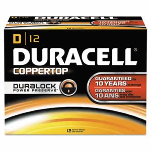 CopperTop Alkaline Batteries with Duralock Power Preserve Technology, D, 12/Box