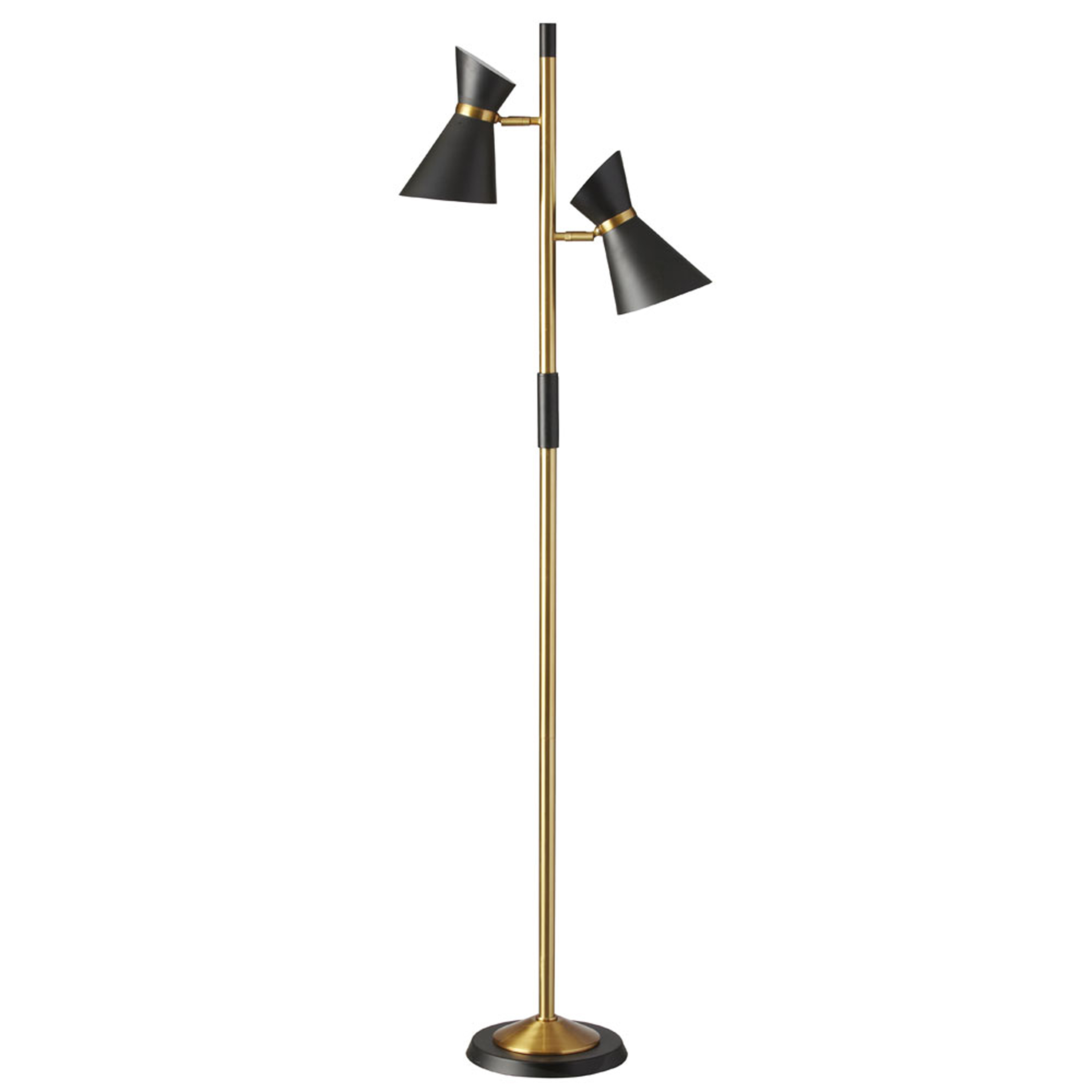 2 Light Floor Lamp w/ Black Shade, VB