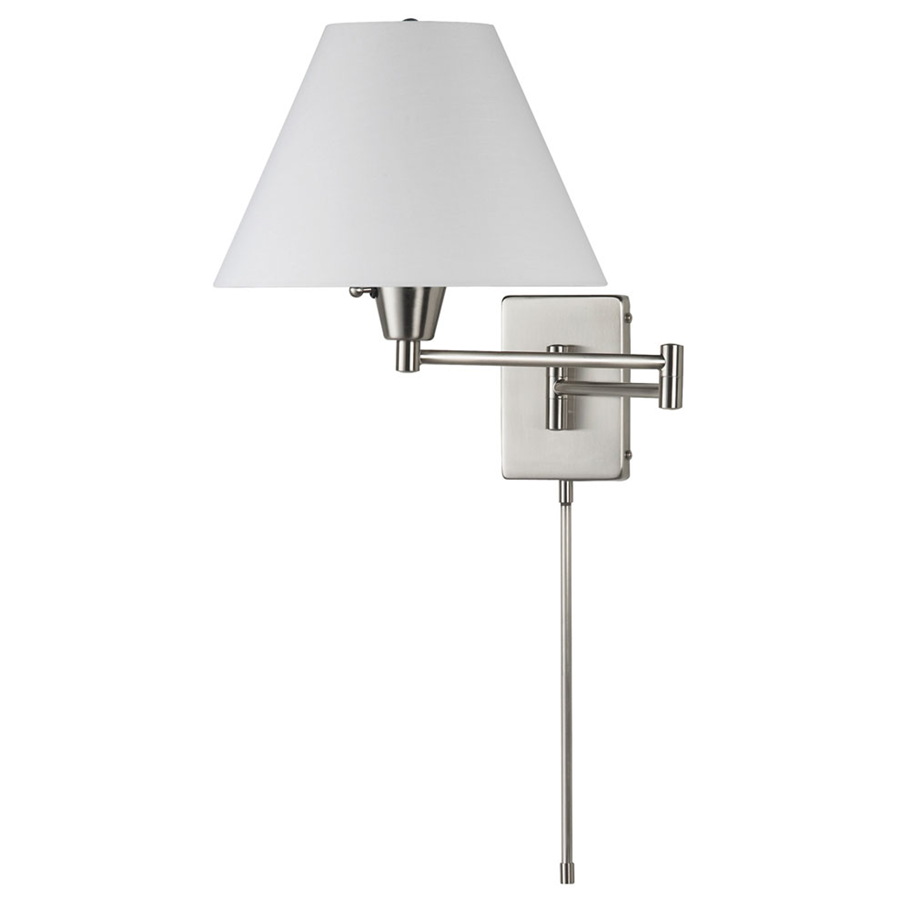 Swing Arm Wall Lamp, Satin Chrome, White Linen Empire Shade 195F