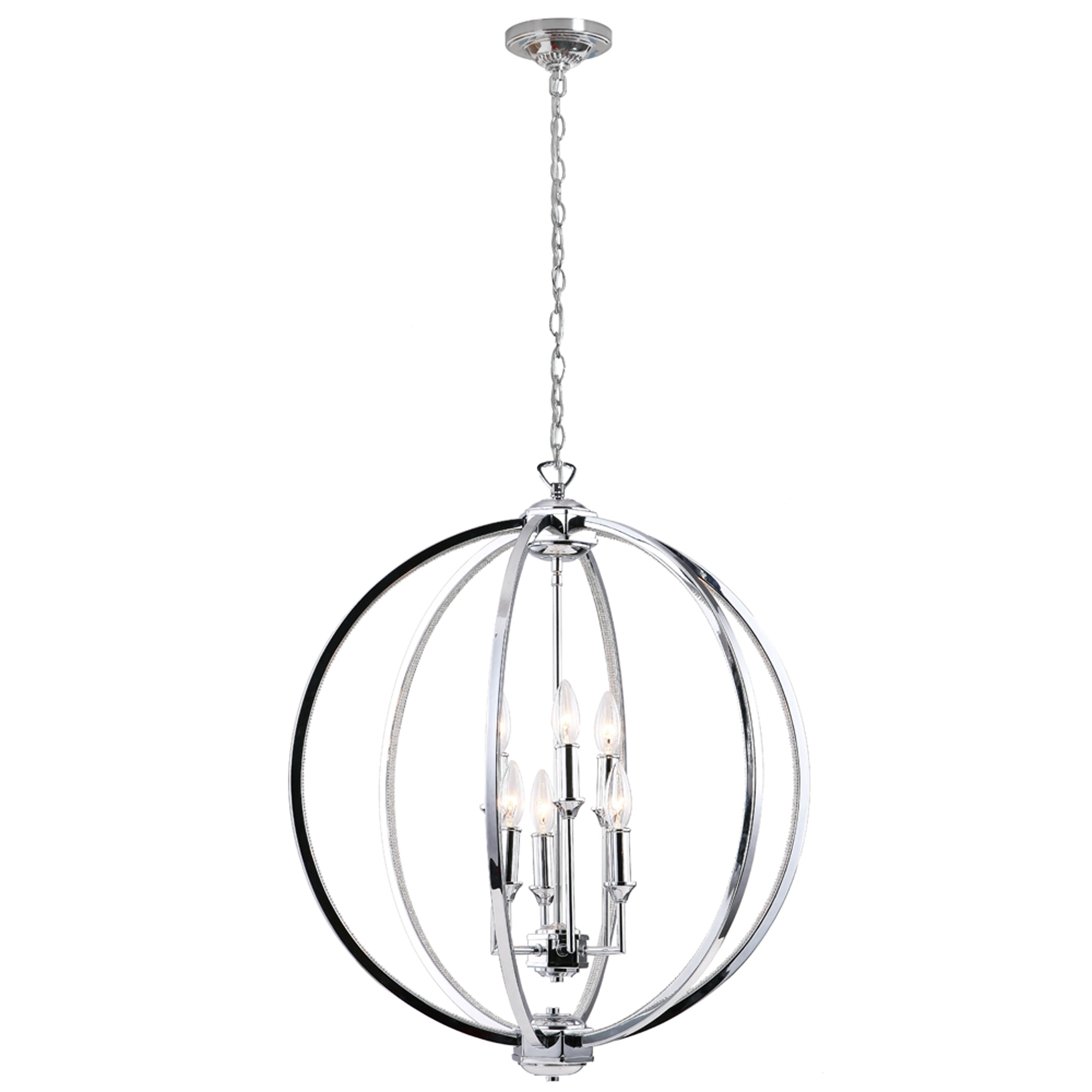 6 Light Fixture, Polished Chrome w/Jewelled Accents