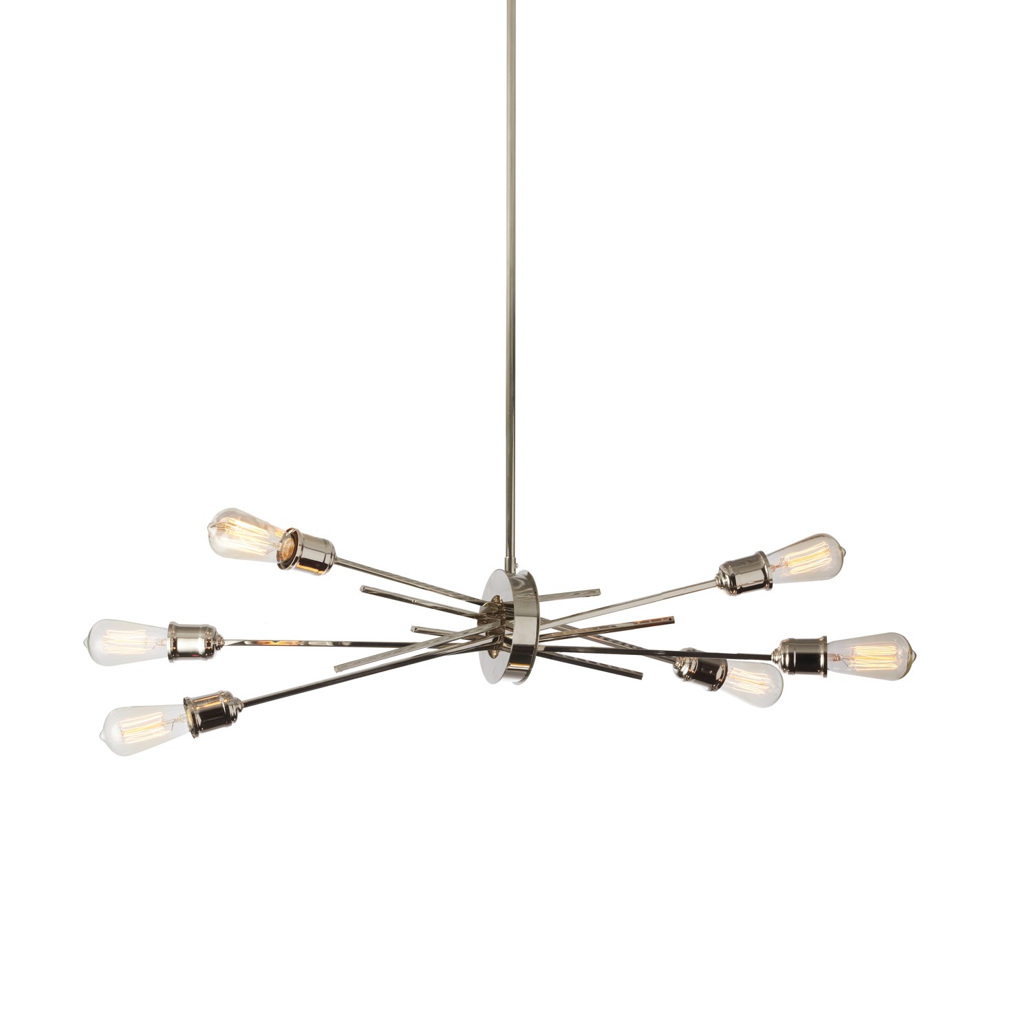 6 Light Horizontal Pendant, Burnished Chrome Finish