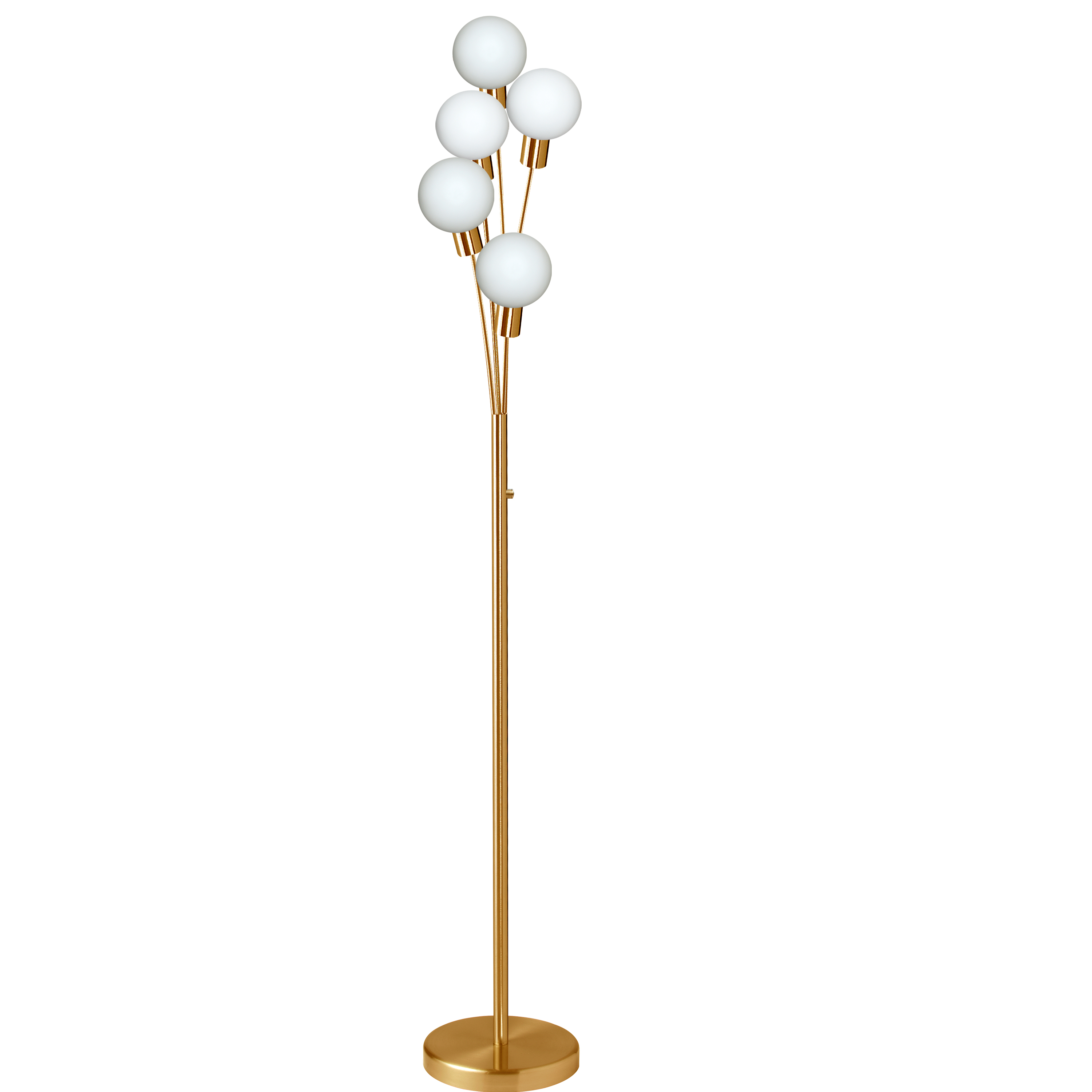 5Lt Incandescent Floor Lamp, AGB Finish w/Wh Glass