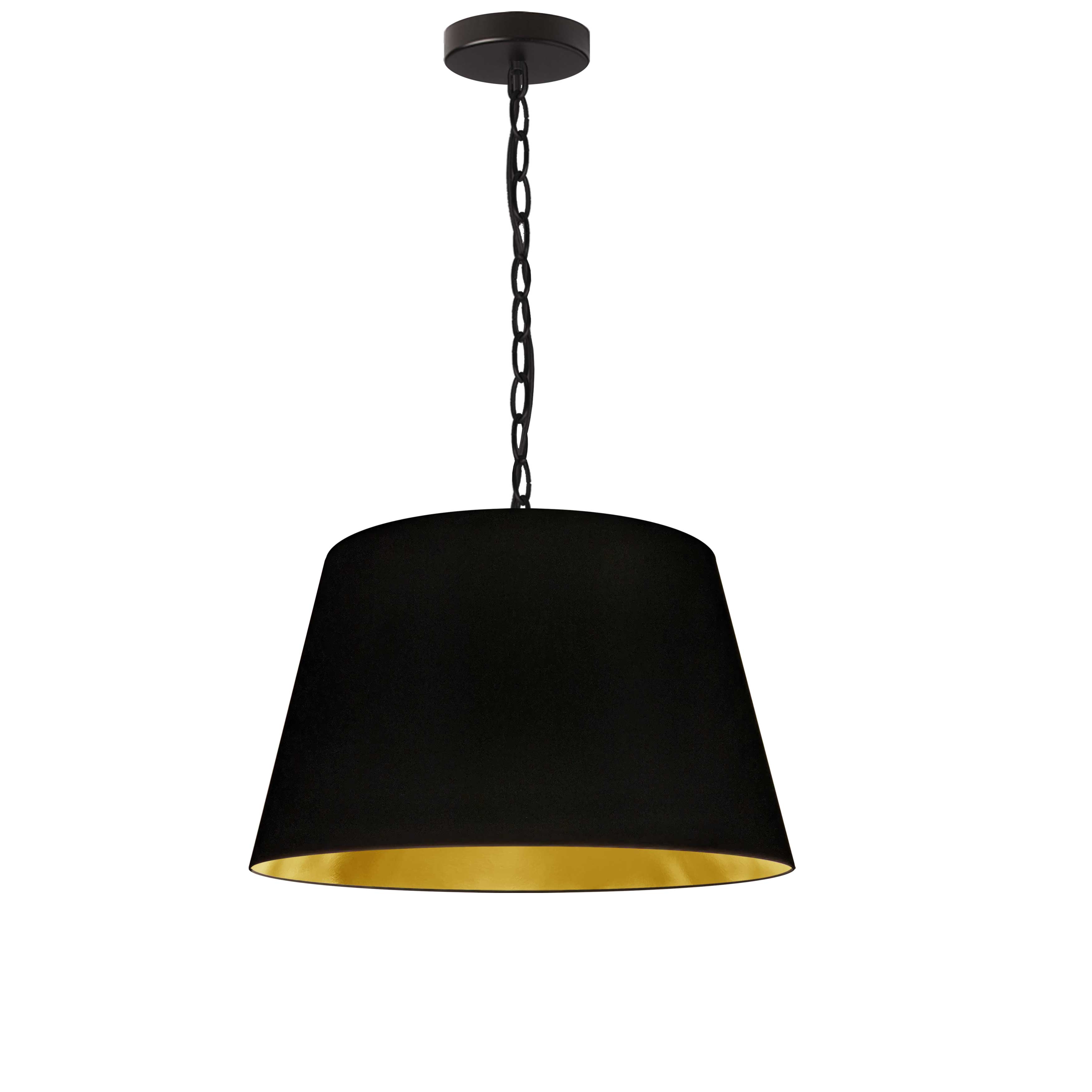 1 Light Brynn Small Pendant, Black/Gold Shade, Black