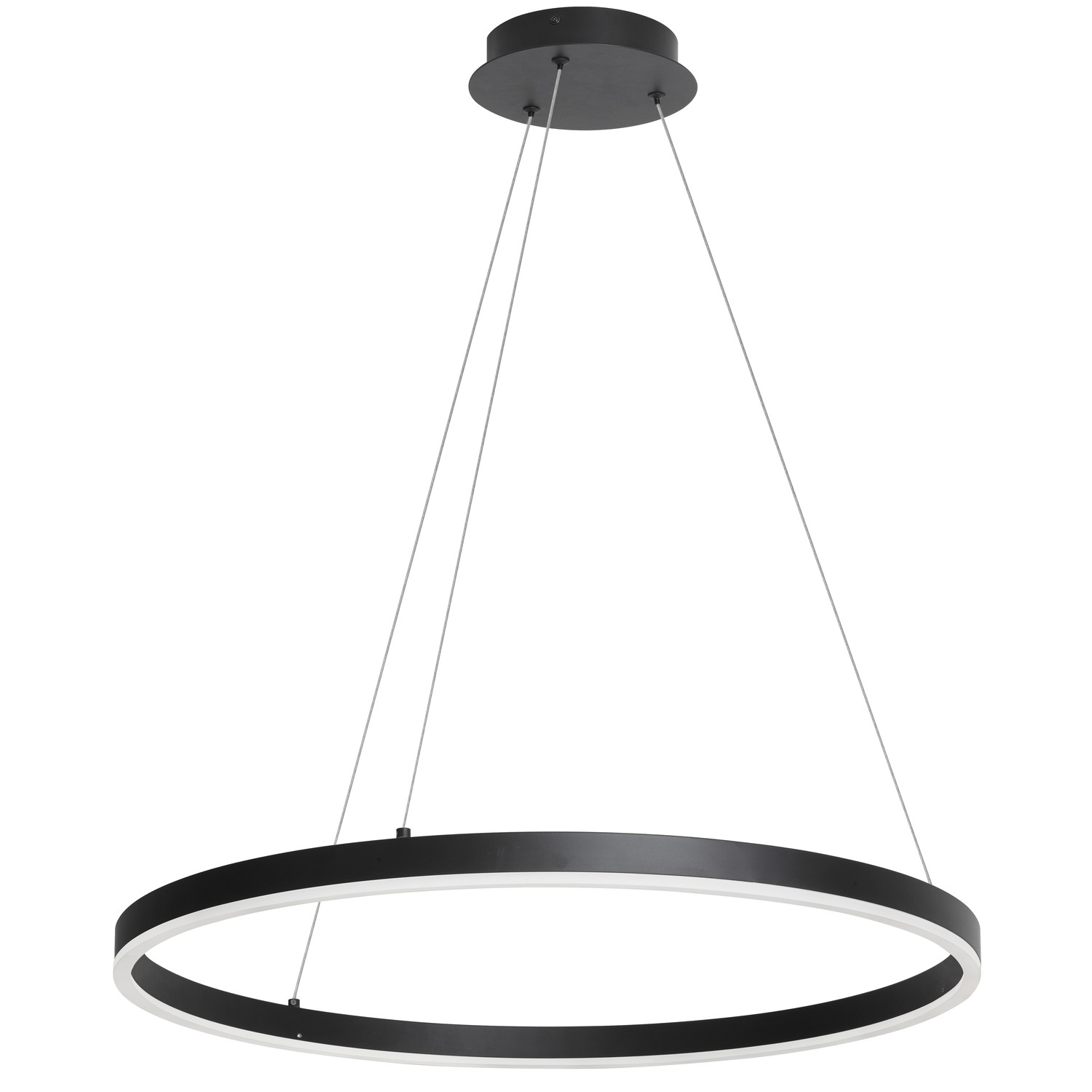 34W Chandelier, Matte Black  with White Acrylic Diffuser