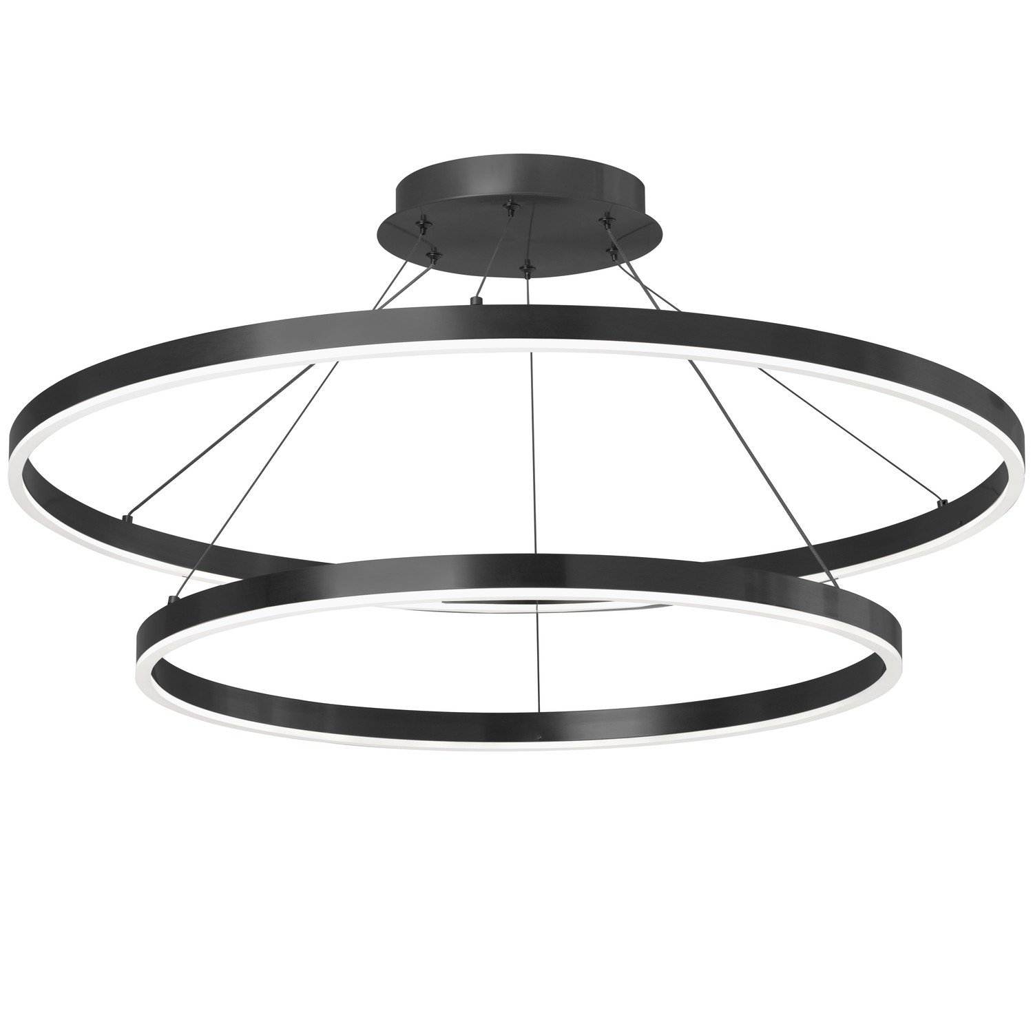 97W Chandelier, Matte Black  with White Acrylic Diffuser