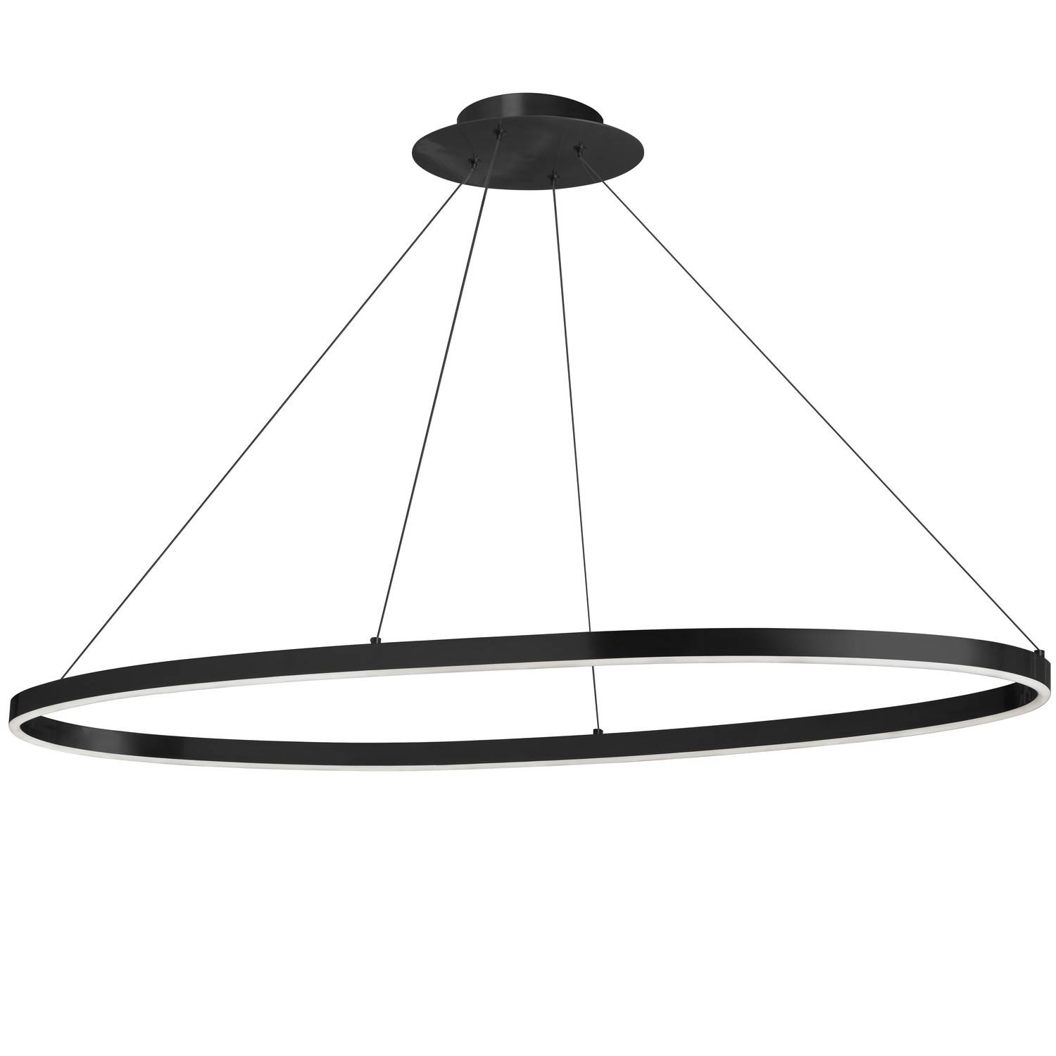 63W Horizontal Chandelier, Matte Black with White Acrylic Diffuser