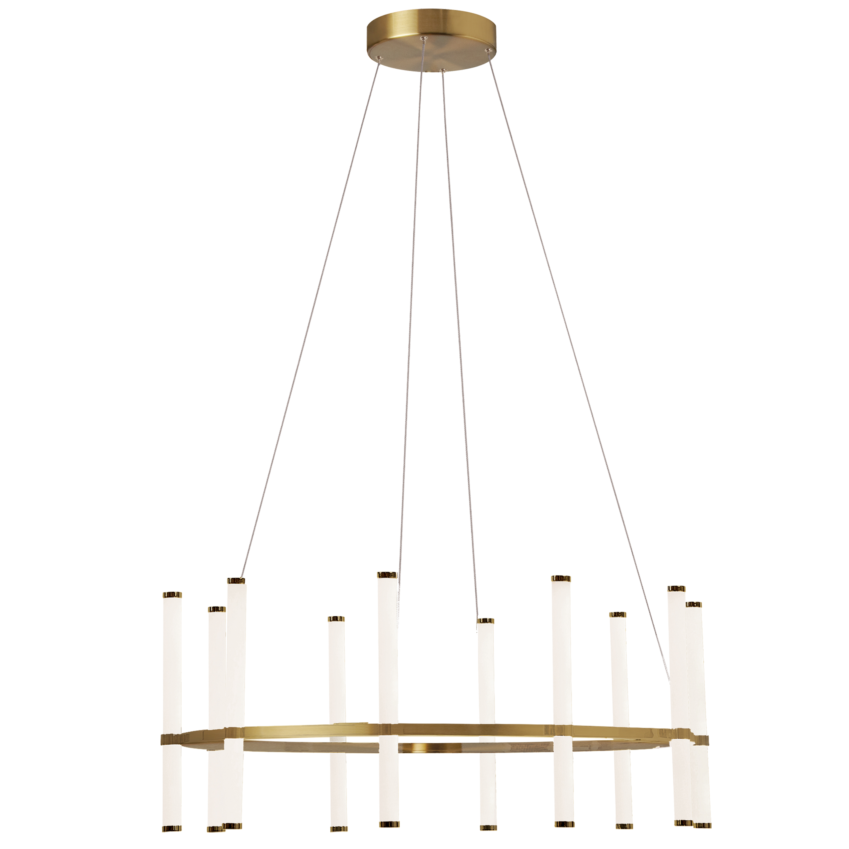 60W Chandelier, Aged Brass with White Acrylic Diffuserq