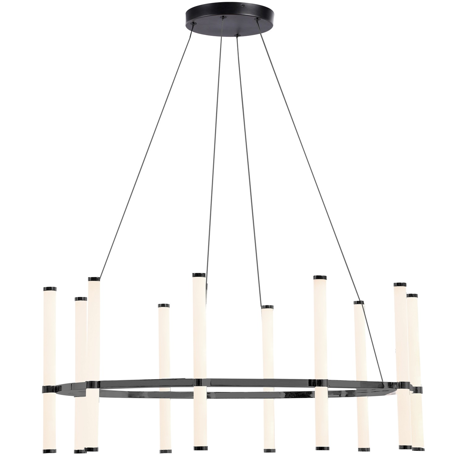 60W Chandelier, Matte Black with White Acrylic Diffuser