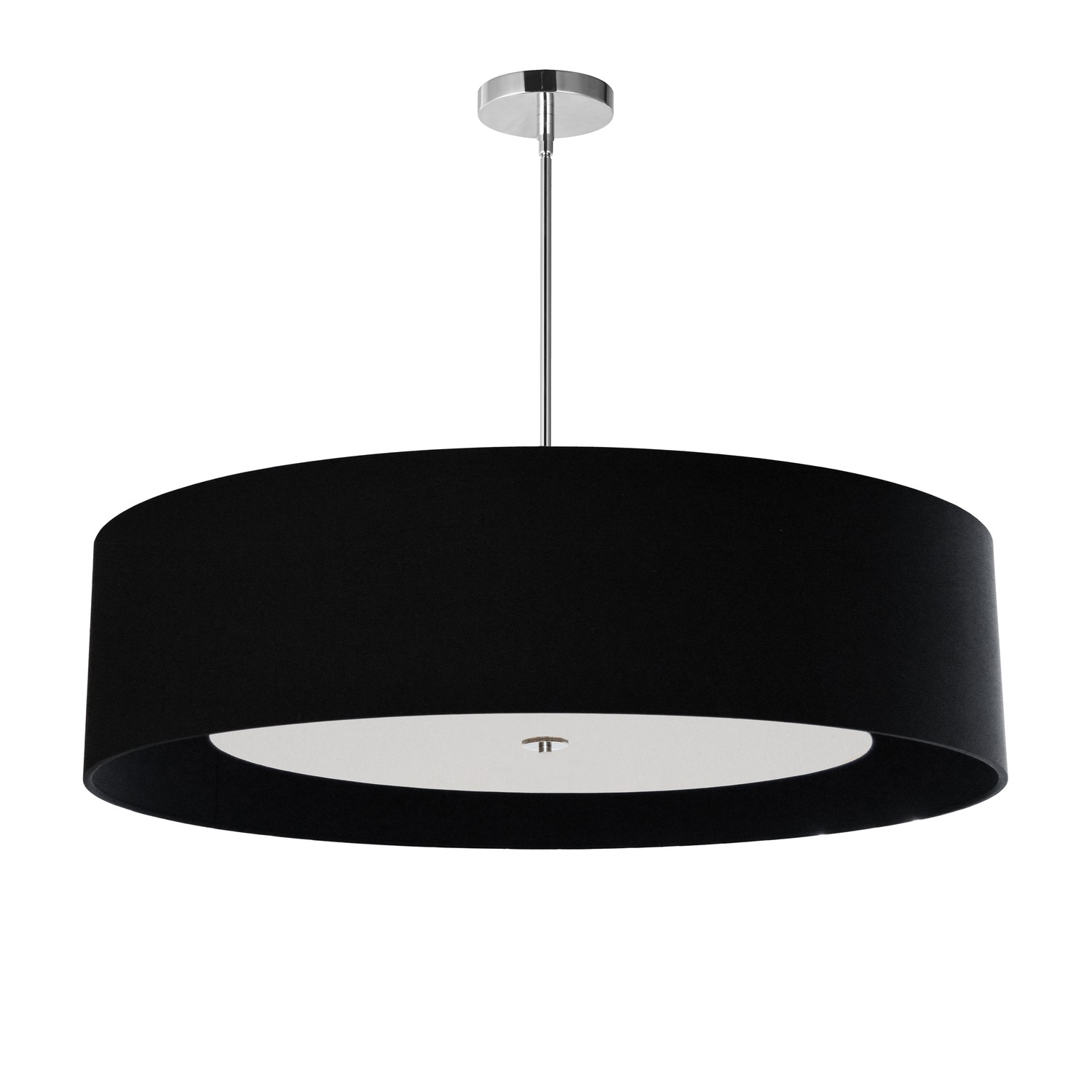 4 Light Polished Chrome Helena Pendant w/ Black Shade and White Fabric Diffuser