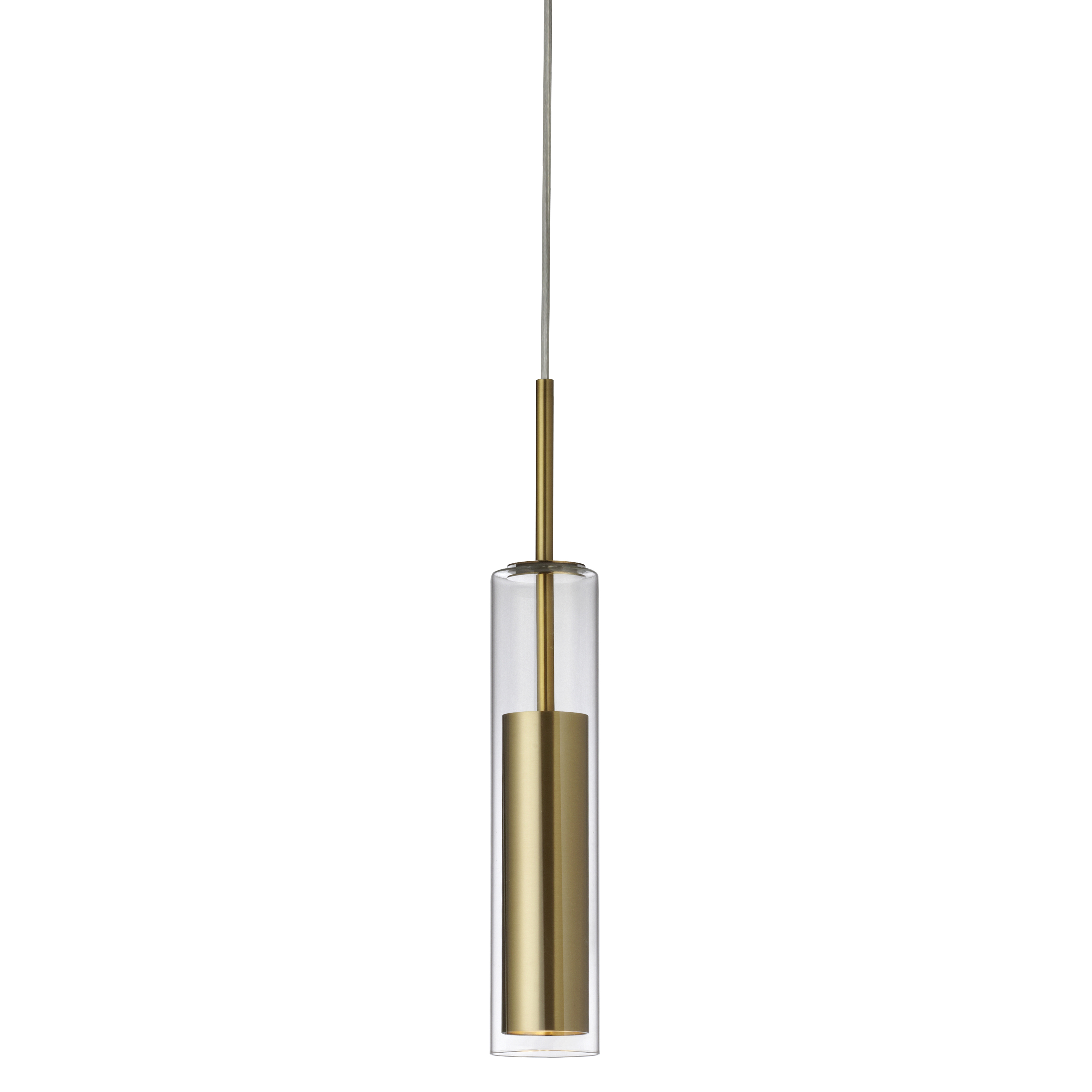 6W Pendant, Aged Brass Finish with Clear Glass