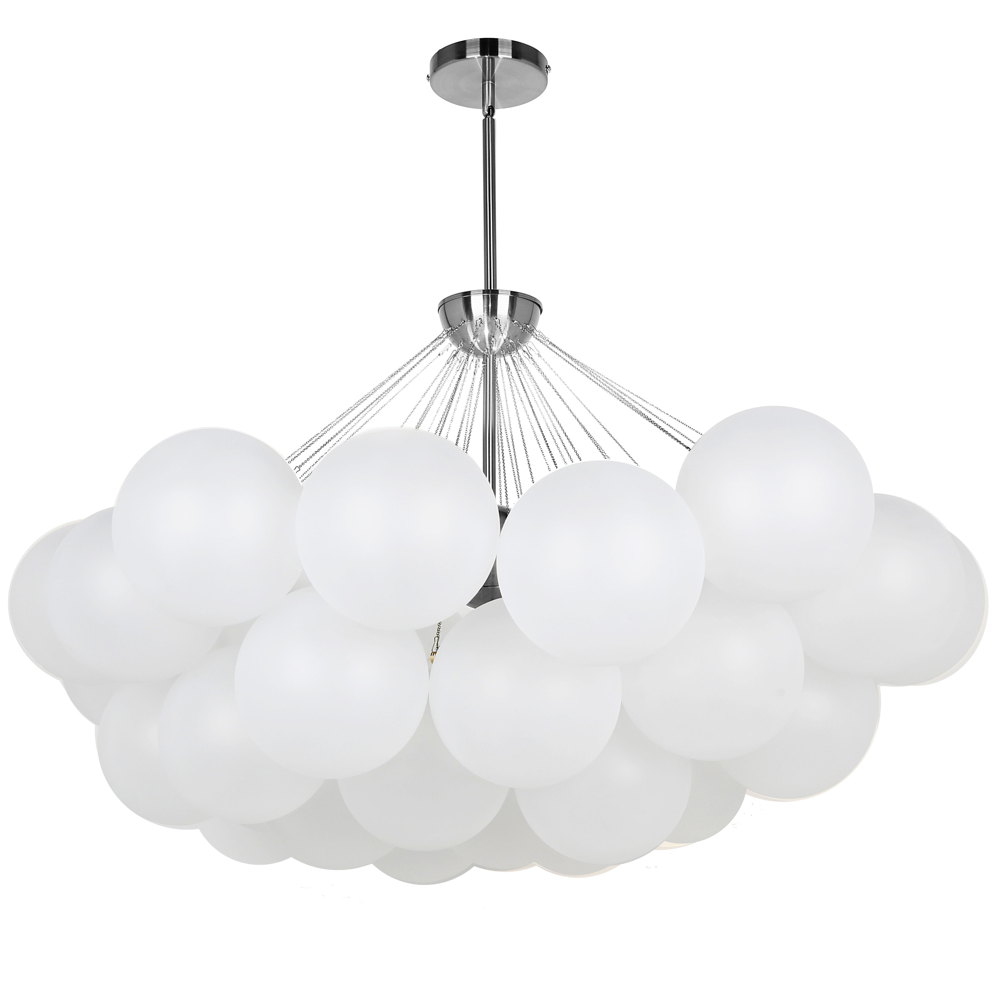 8 Light Polished Chrome Halogen Chandelier w/ Frosted Glass