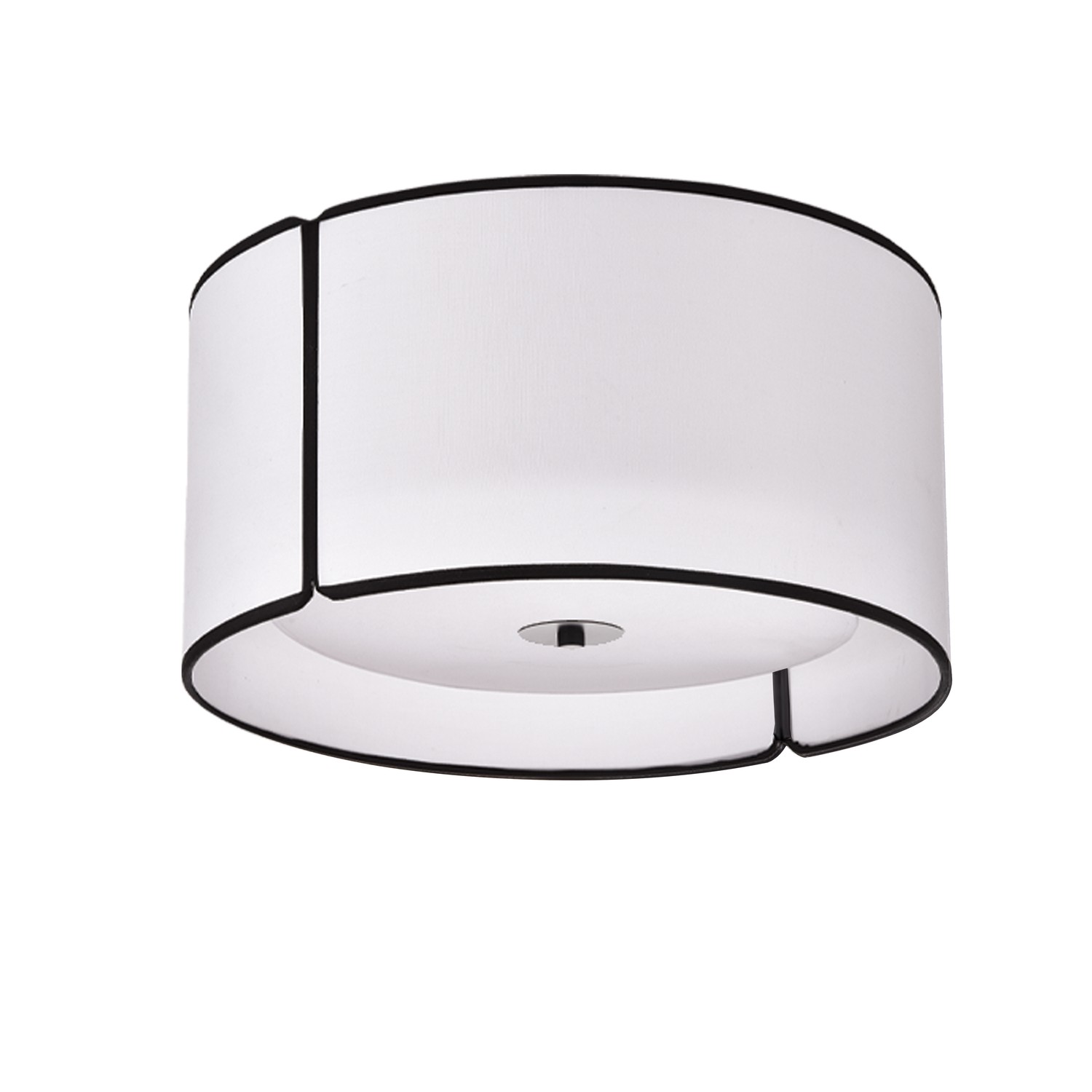 3 Light Notched Drum Flush Mount, Matte Black White Shade and Diff