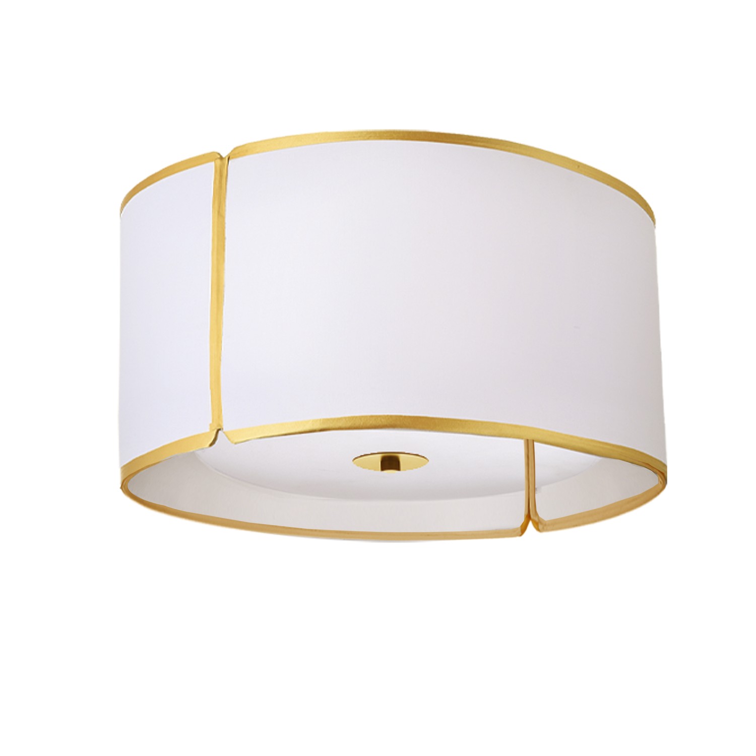 3 Light Notched Drum Flush Mount, Gold White Shade and Diff