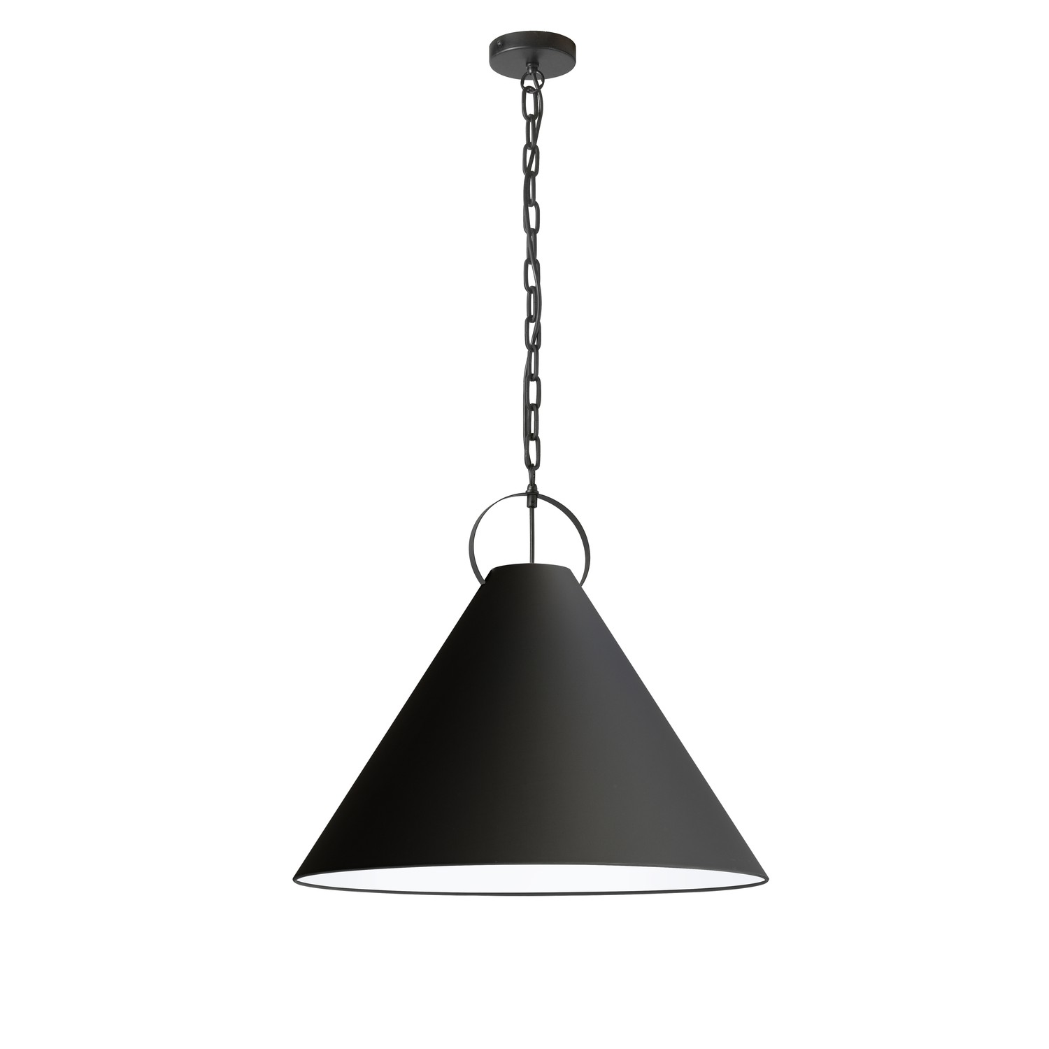 1 Light Incandescent Pendant, Matte Black with Black Shade