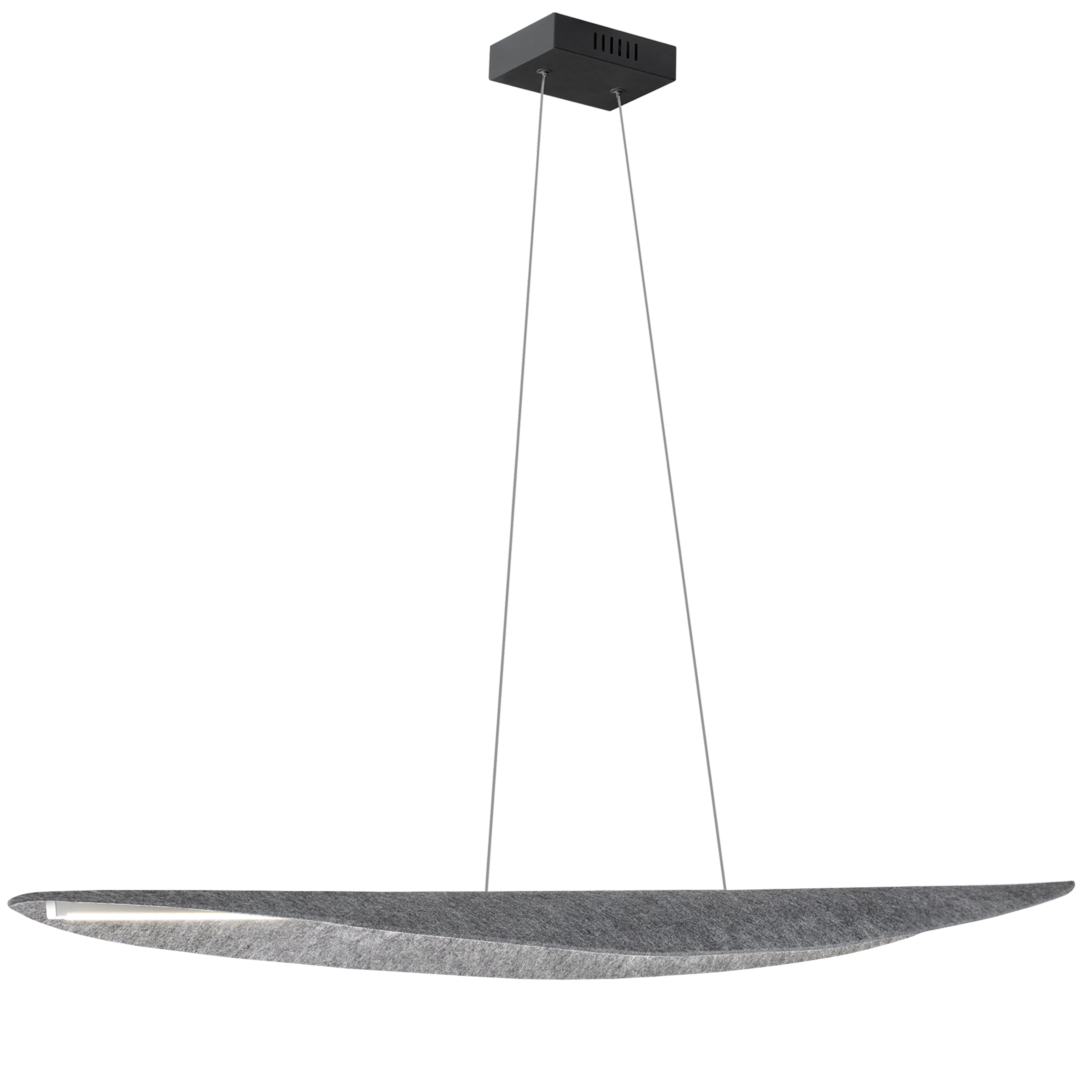 30W Horizontal Pendant, Matte Black with Grey Felt Shade