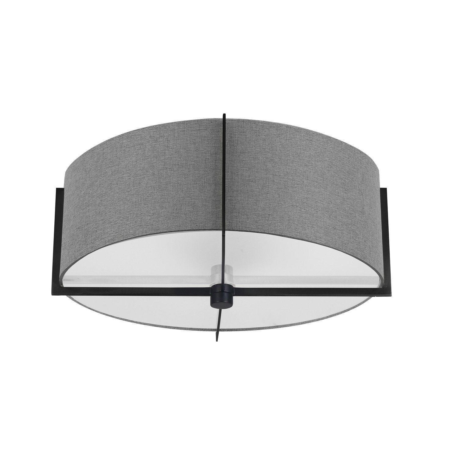 3 Light Incandescent Semi-Flush Mount, Matte Black with Grey Shade