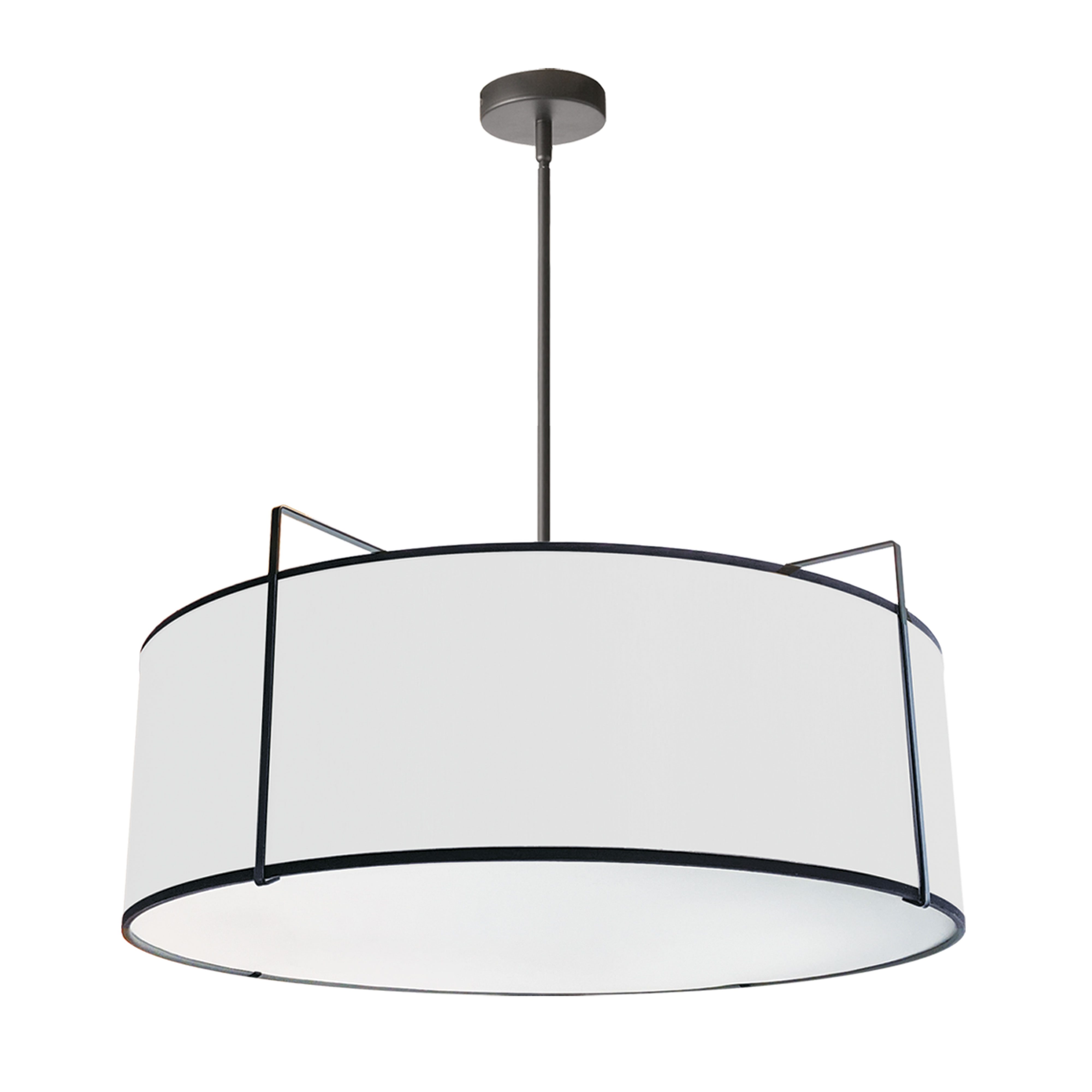 4 Light Drum Pendant, Black/White Shade, 790 Diffuser, Black