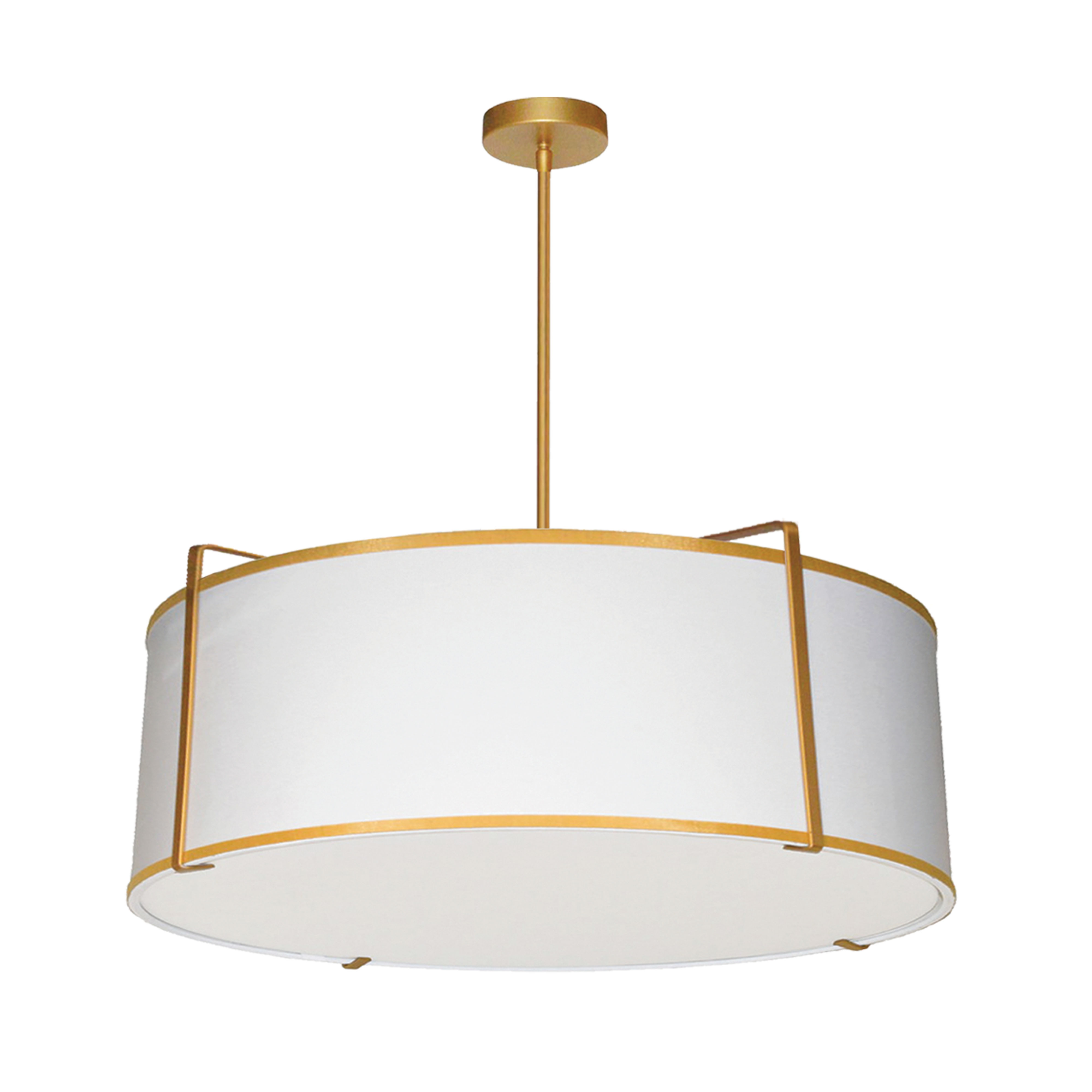 4 Light Drum Pendant, Gold/White Shade, 790 Diffuser,Gold