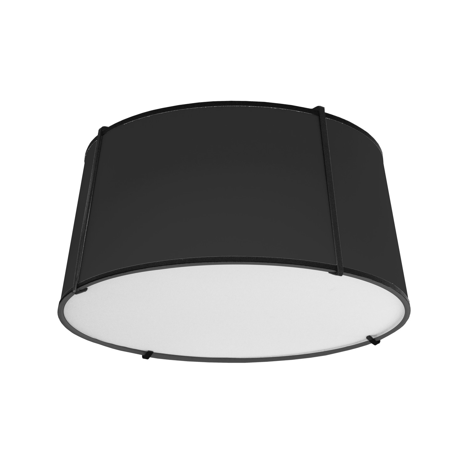 3 Light Trapezoid FlushMount Black Shade w/ White Fabric Diffuser
